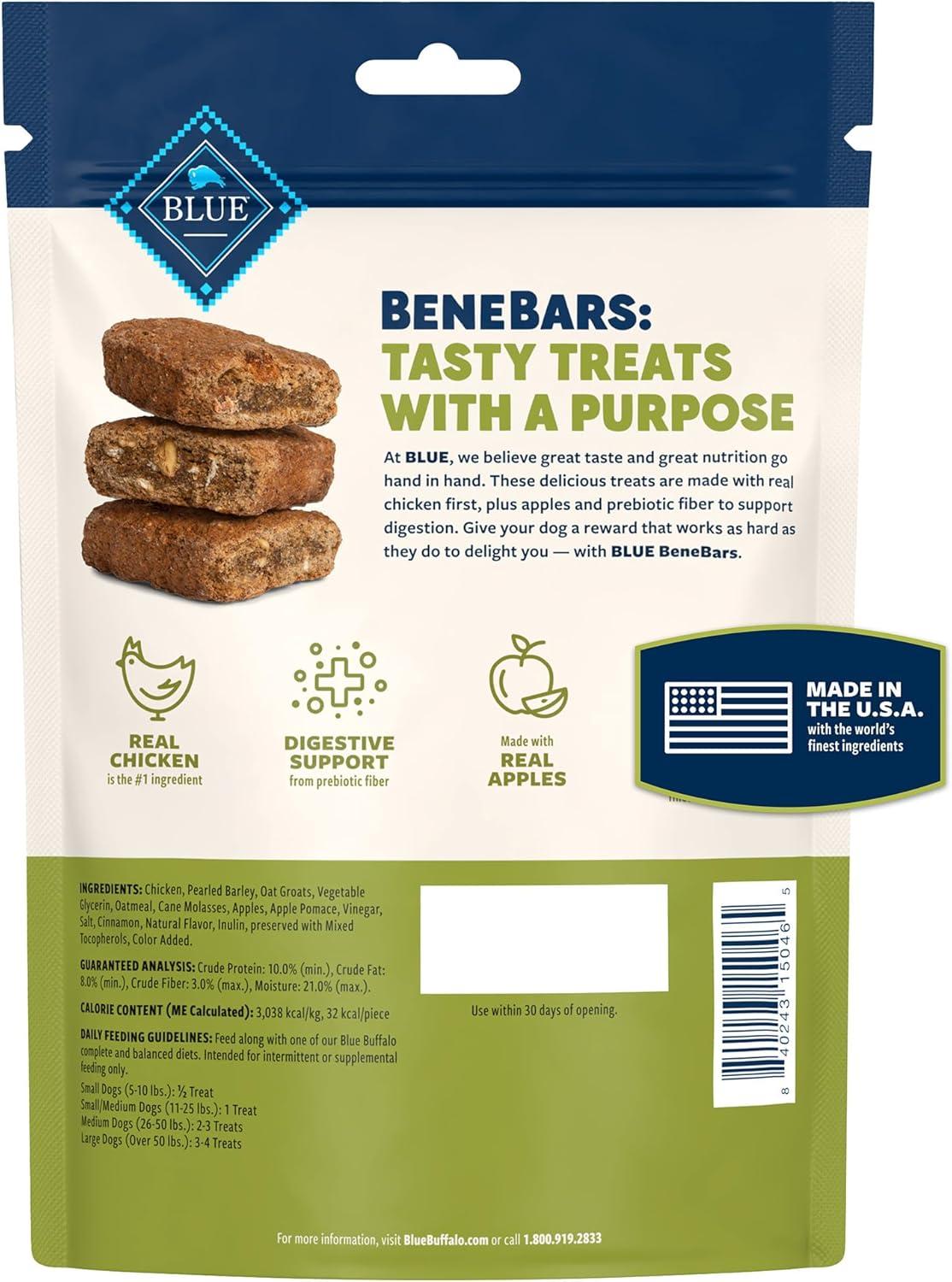 imageBlue Buffalo BeneBars Digestive Support Dog Treats with Prebiotic Fiber Made with Natural Ingredients USA Chicken amp Apple 9oz BagChicken Apple