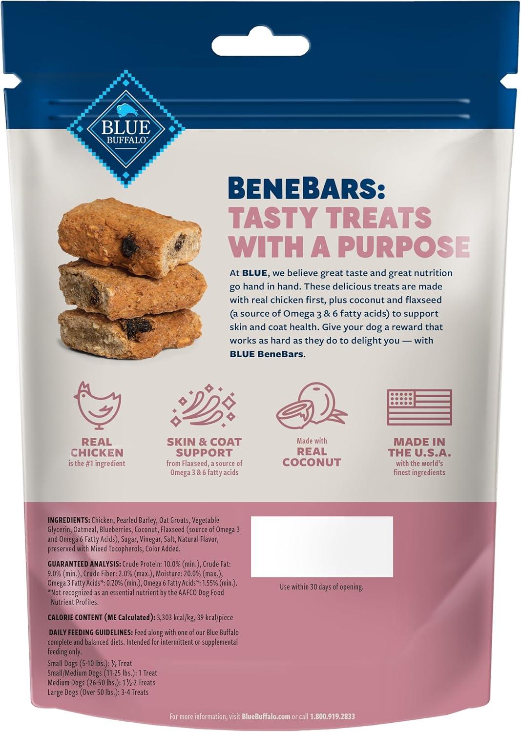 imageBlue Buffalo BeneBars Digestive Support Dog Treats with Prebiotic Fiber Made with Natural Ingredients USA Chicken amp Apple 9oz BagChicken Coconut