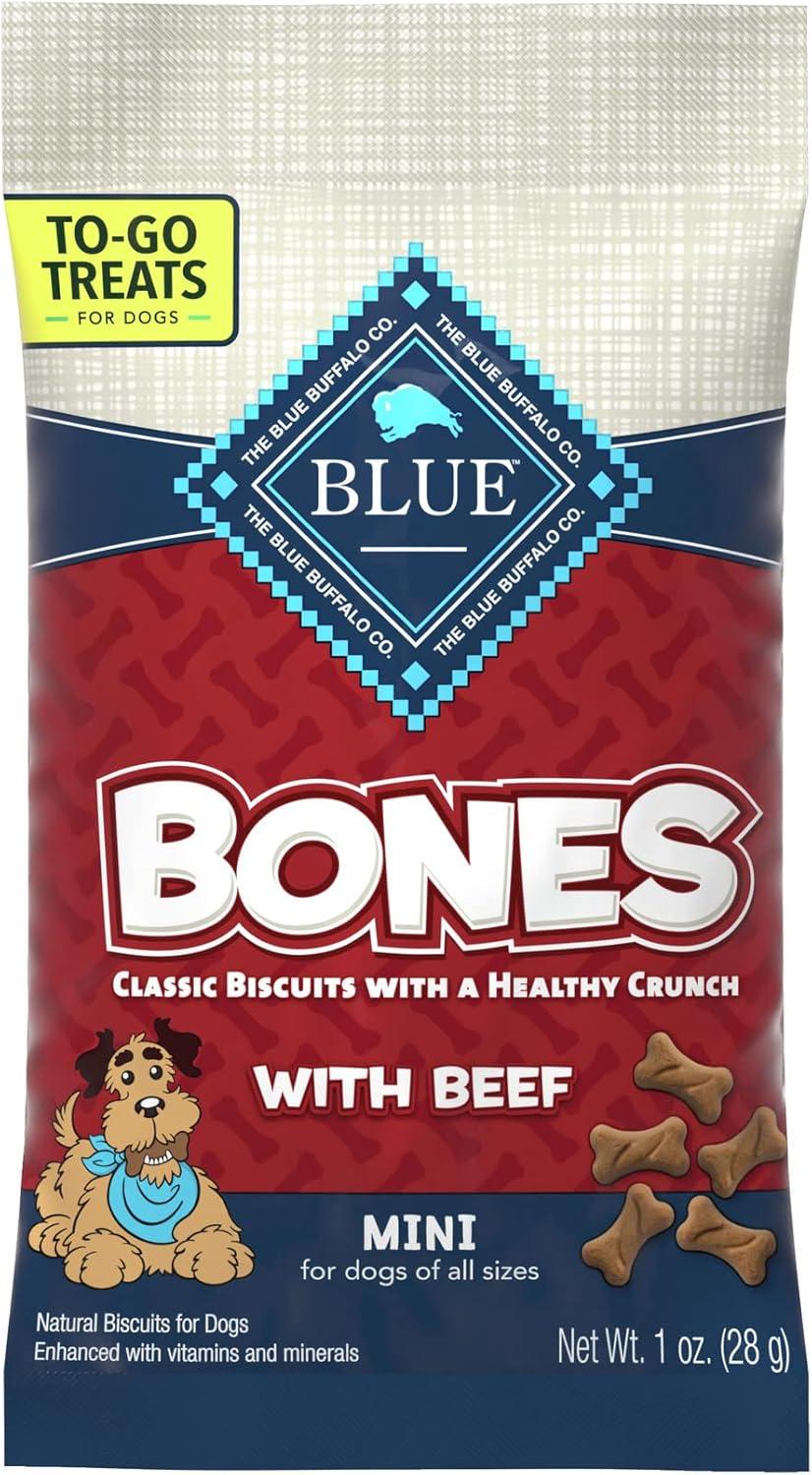 imageBlue Buffalo Bits Natural Soft Moist to Go Dog Training Treats Beef Recipe 1oz Bags Pack of 12BLUE Bones Beef