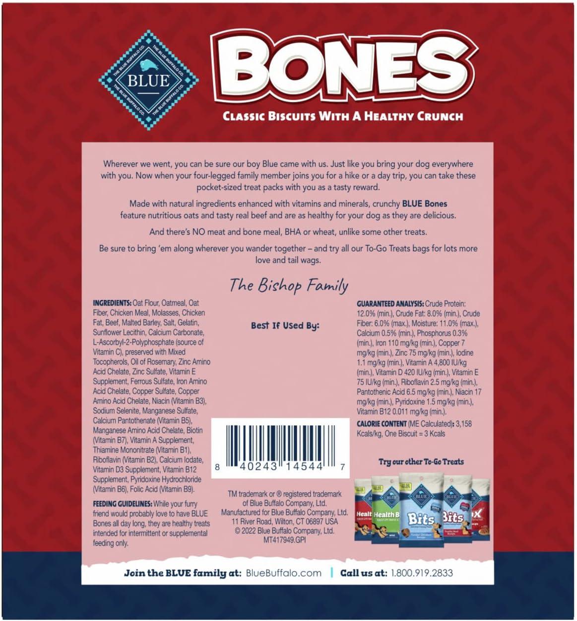 imageBlue Buffalo Bits Natural Soft Moist to Go Dog Training Treats Beef Recipe 1oz Bags Pack of 12BLUE Bones Beef