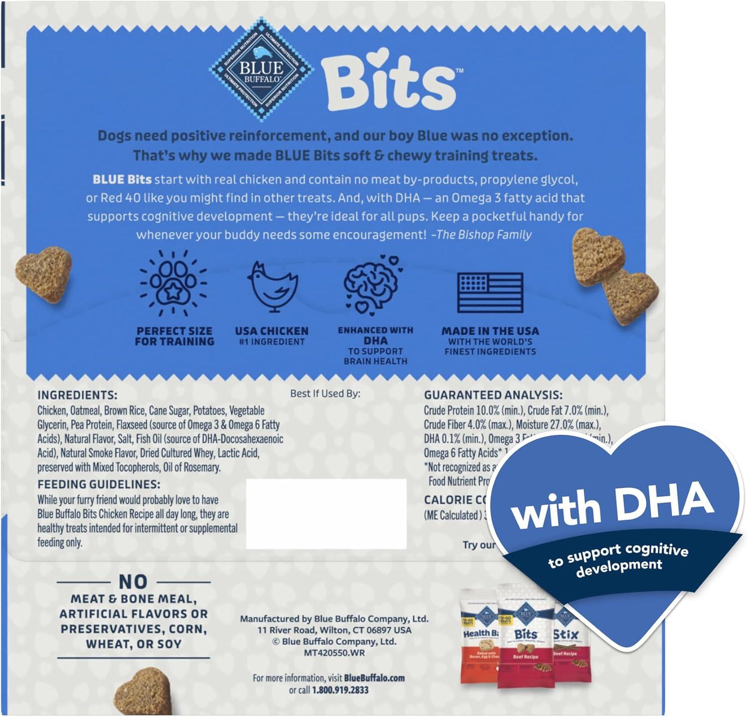 imageBlue Buffalo Bits Soft Dog Treats for Training Made with Natural Ingredients amp Enhanced with DHA Beef Recipe 4oz BagBLUE Bits Chicken