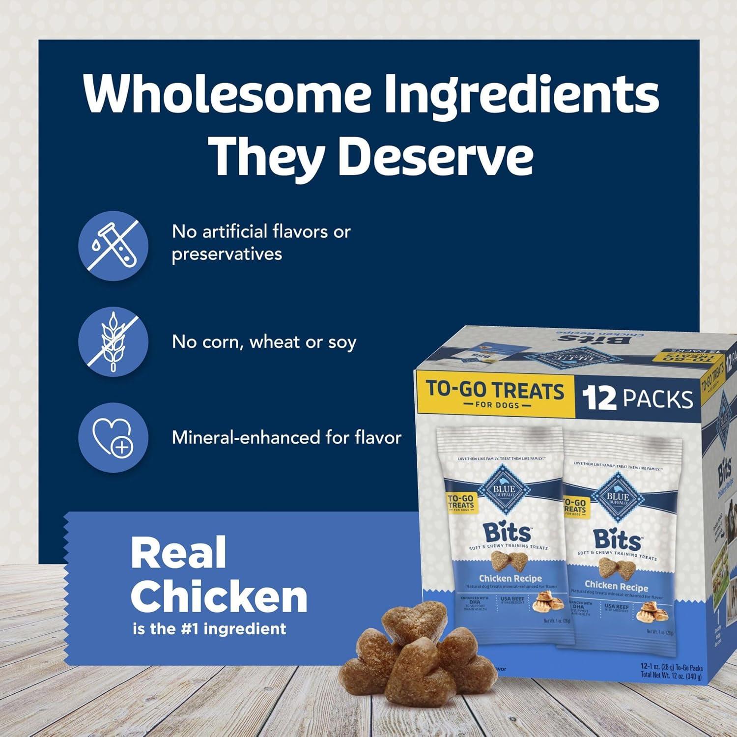 imageBlue Buffalo Bits Soft Dog Treats for Training Made with Natural Ingredients amp Enhanced with DHA Beef Recipe 4oz BagBLUE Bits Chicken