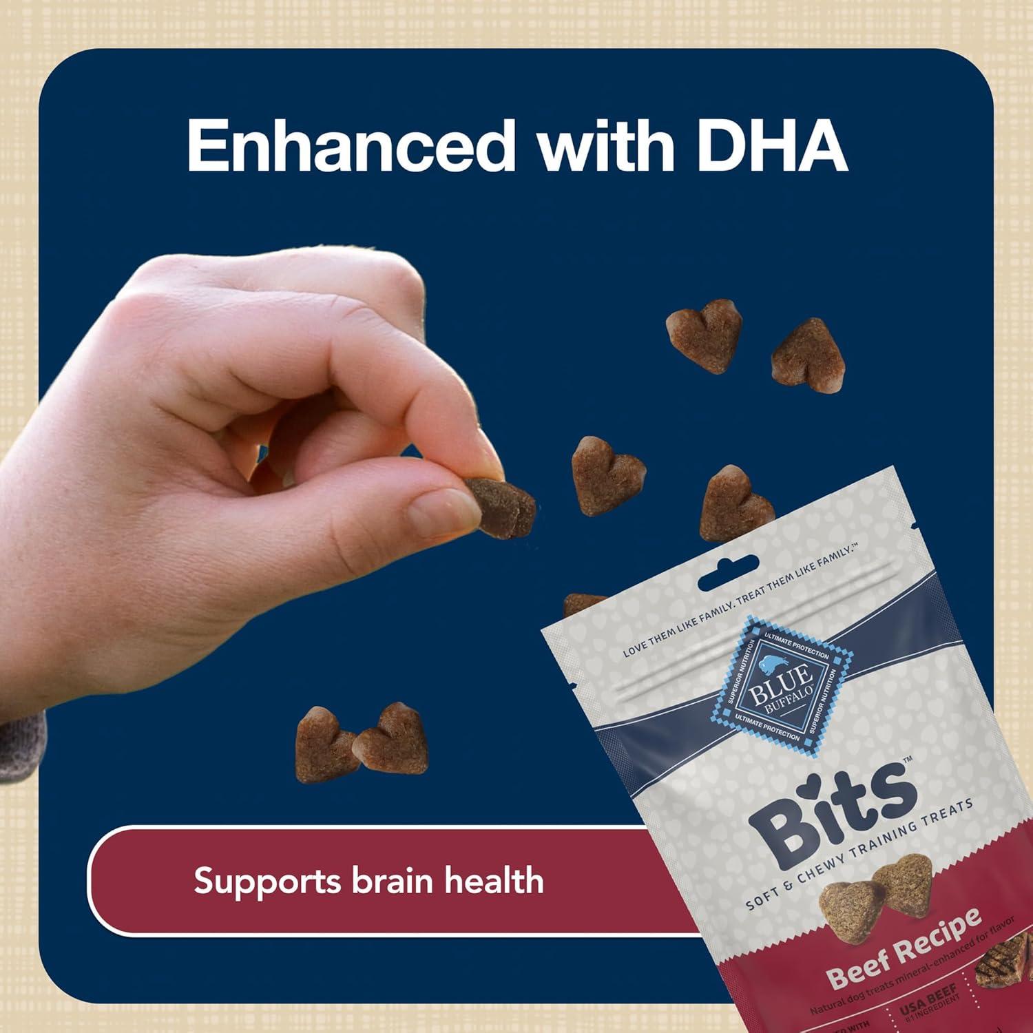 imageBlue Buffalo Bits Soft Dog Treats for Training Made with Natural Ingredients amp Enhanced with DHA Beef Recipe 4oz BagBeef