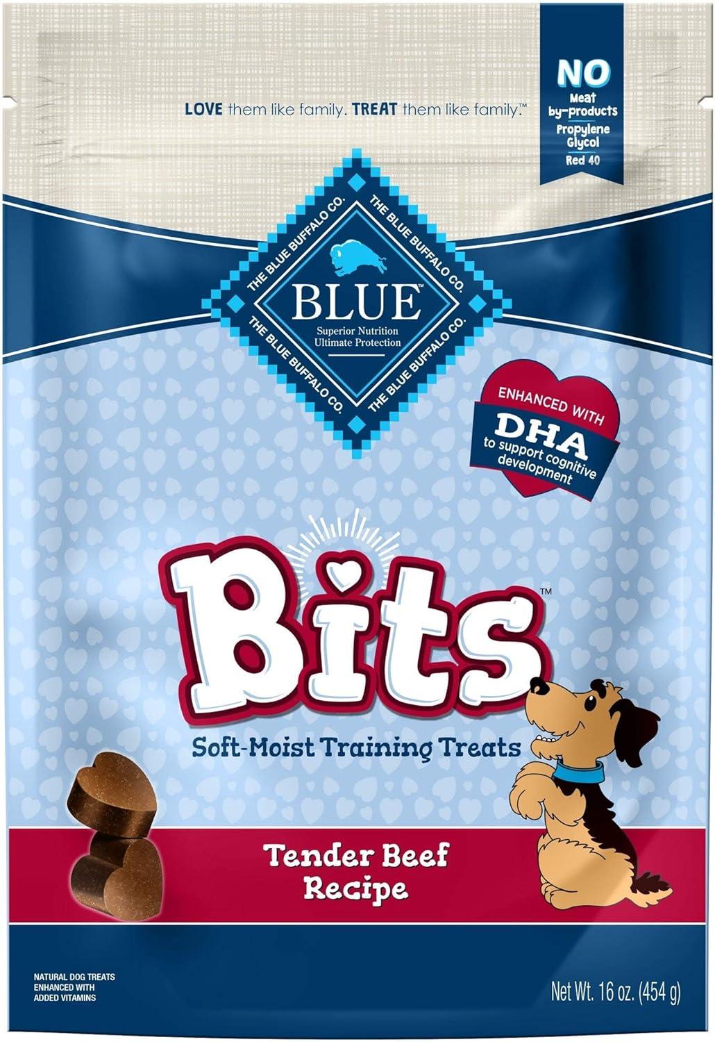 imageBlue Buffalo Bits Soft Dog Treats for Training Made with Natural Ingredients amp Enhanced with DHA Beef Recipe 4oz BagBeef
