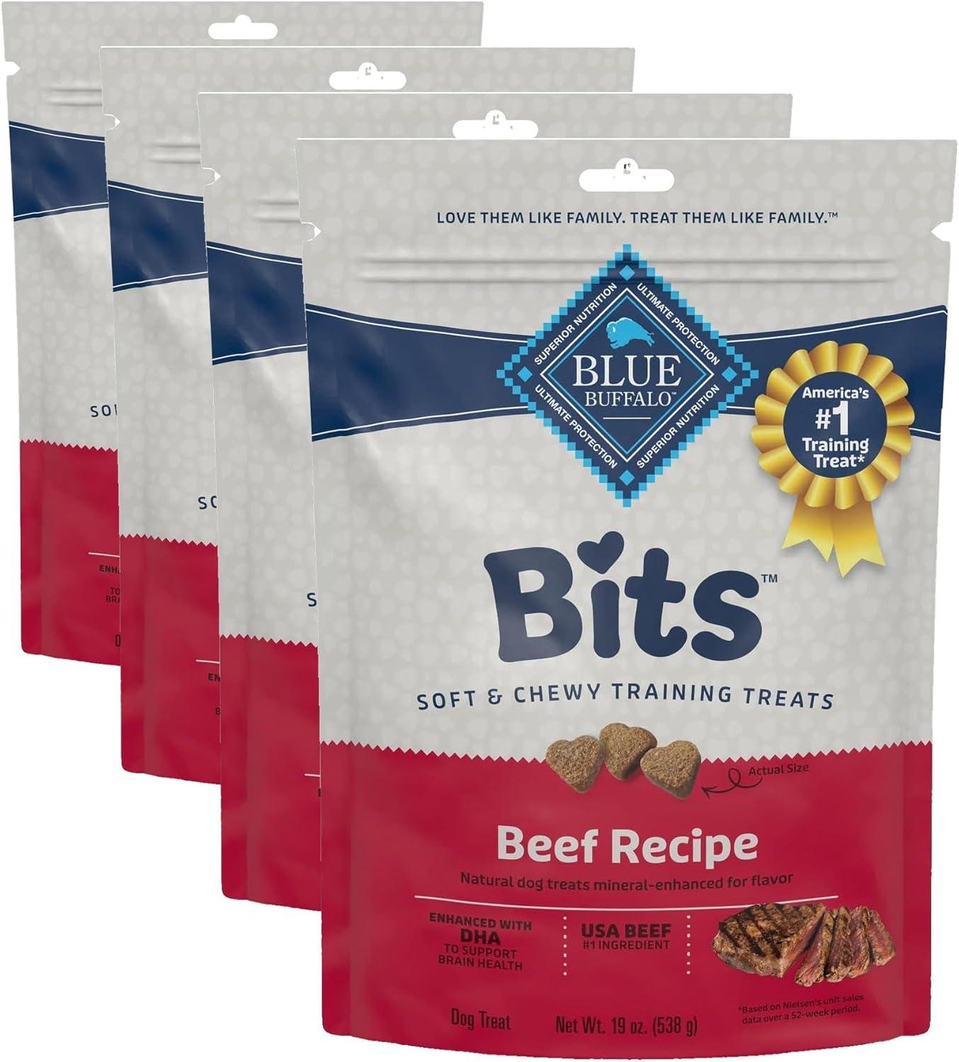 imageBlue Buffalo Bits Soft Dog Treats for Training Made with Natural Ingredients amp Enhanced with DHA Beef Recipe 4oz BagBeef