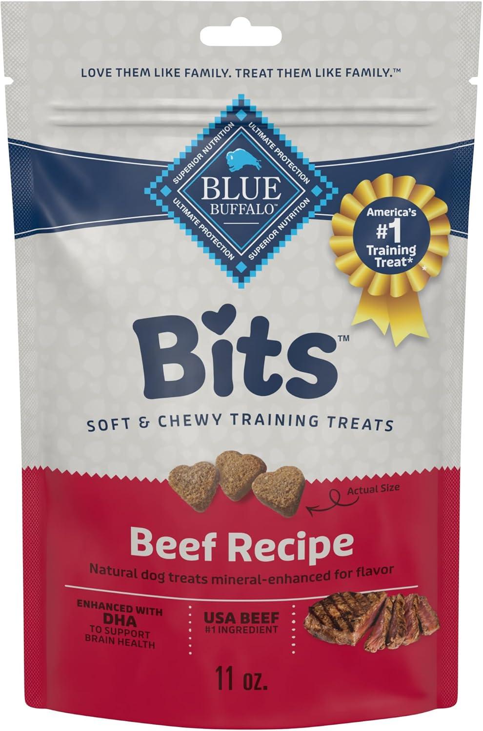 imageBlue Buffalo Bits Soft Dog Treats for Training Made with Natural Ingredients amp Enhanced with DHA Beef Recipe 4oz BagBeef