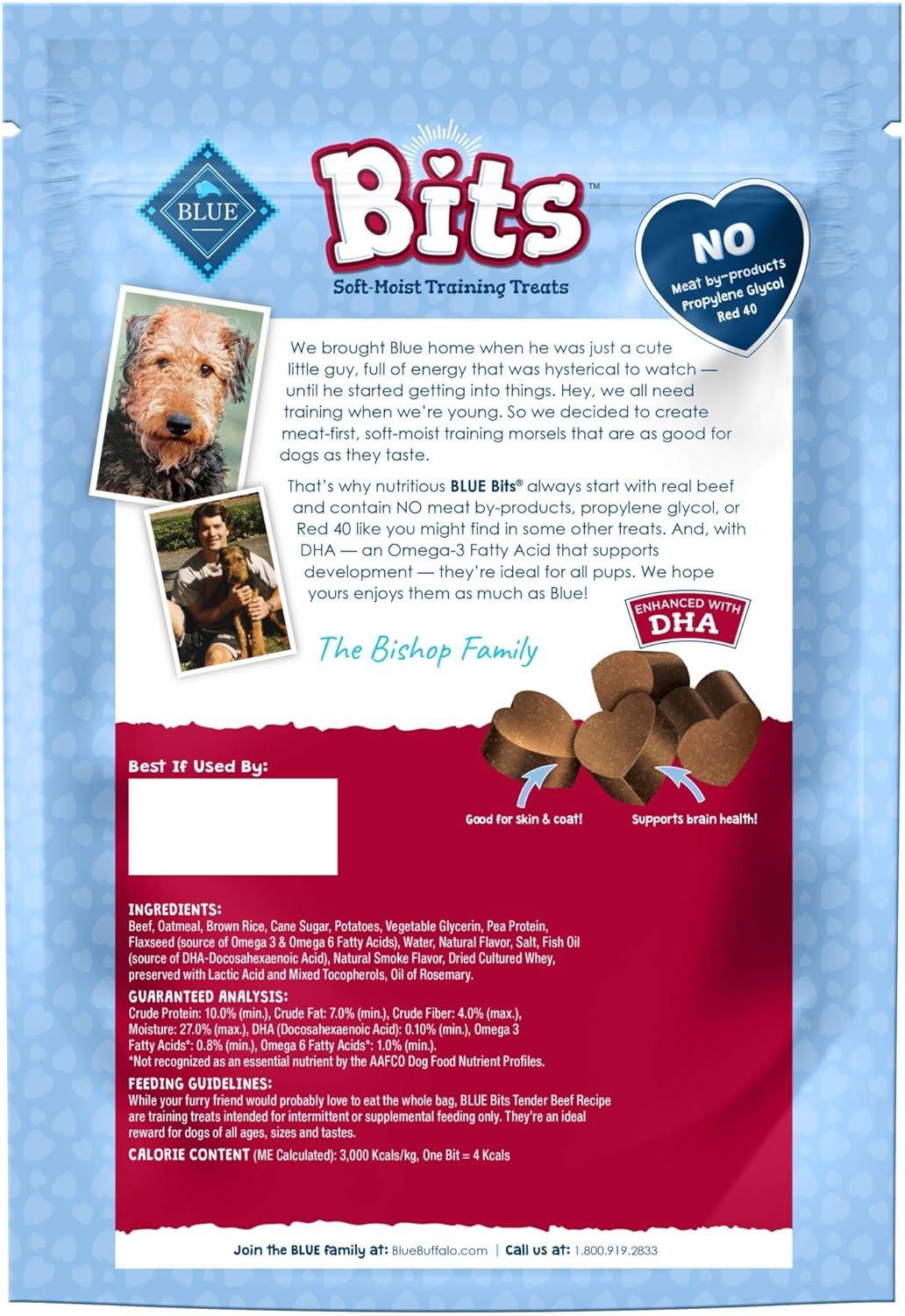 imageBlue Buffalo Bits Soft Dog Treats for Training Made with Natural Ingredients amp Enhanced with DHA Beef Recipe 4oz BagBeef