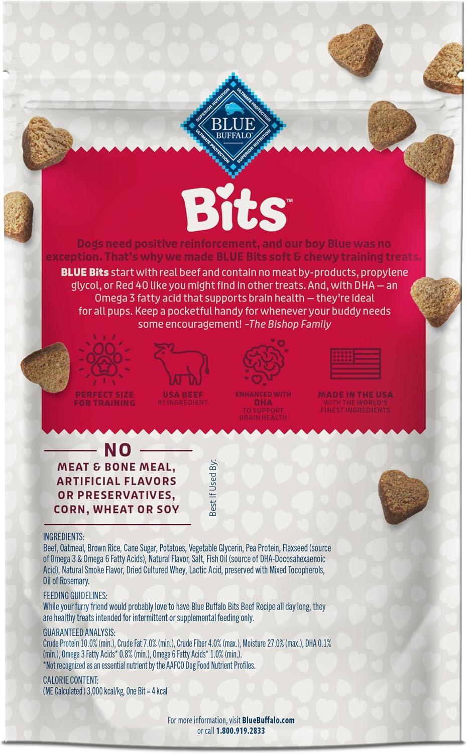 imageBlue Buffalo Bits Soft Dog Treats for Training Made with Natural Ingredients amp Enhanced with DHA Beef Recipe 4oz BagBeef