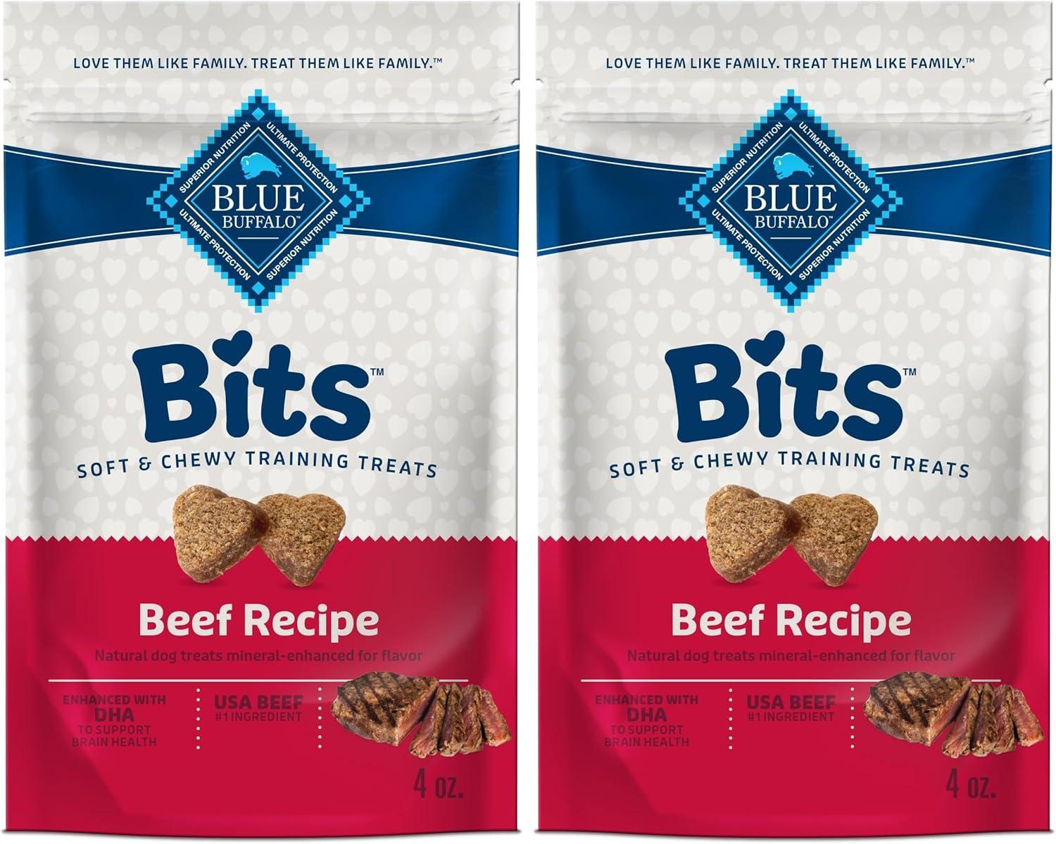 imageBlue Buffalo Bits Soft Dog Treats for Training Made with Natural Ingredients amp Enhanced with DHA Beef Recipe 4oz BagBeef