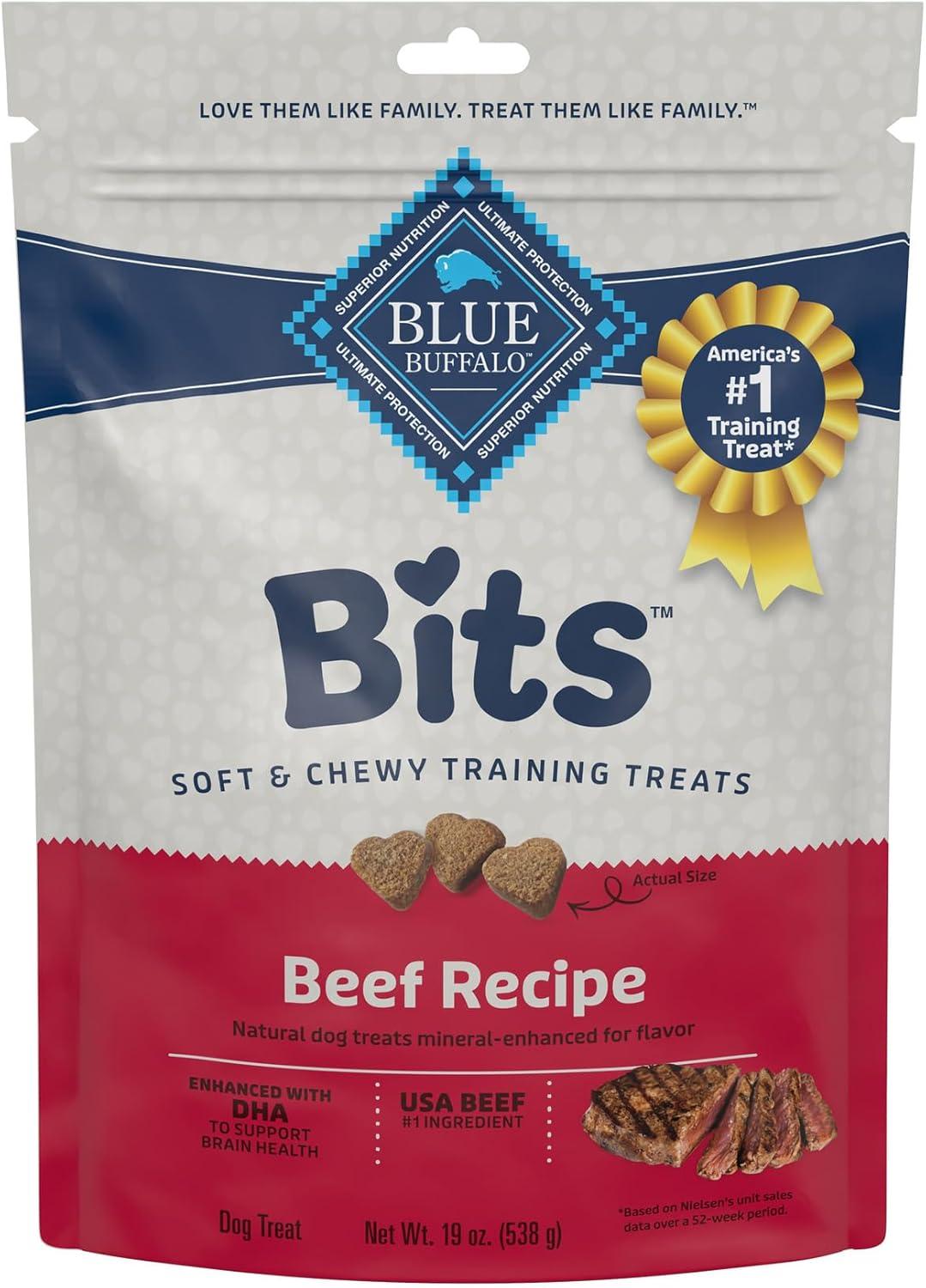 imageBlue Buffalo Bits Soft Dog Treats for Training Made with Natural Ingredients amp Enhanced with DHA Beef Recipe 4oz BagBeef