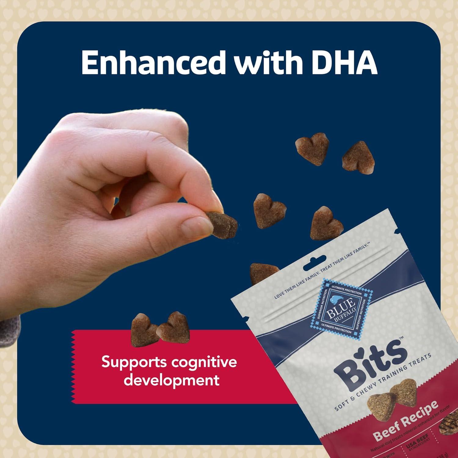 imageBlue Buffalo Bits Soft Dog Treats for Training Made with Natural Ingredients amp Enhanced with DHA Beef Recipe 4oz BagBeef