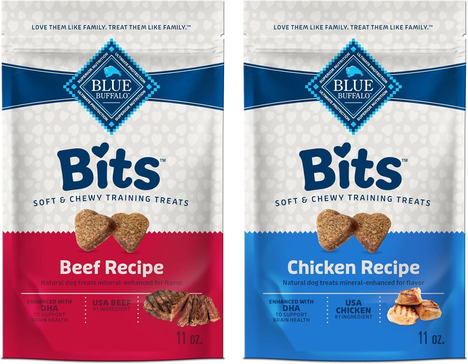 imageBlue Buffalo Bits Soft Dog Treats for Training Made with Natural Ingredients amp Enhanced with DHA Beef Recipe 4oz BagChicken Beef