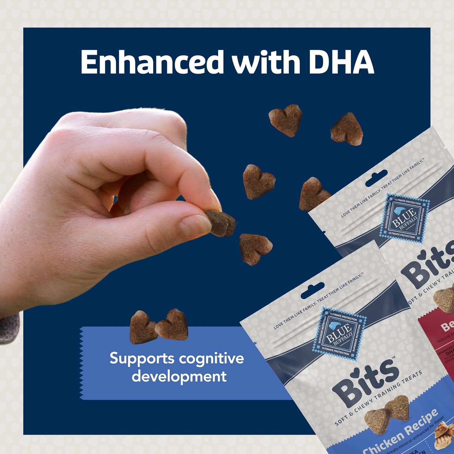 imageBlue Buffalo Bits Soft Dog Treats for Training Made with Natural Ingredients amp Enhanced with DHA Beef Recipe 4oz BagChicken Beef