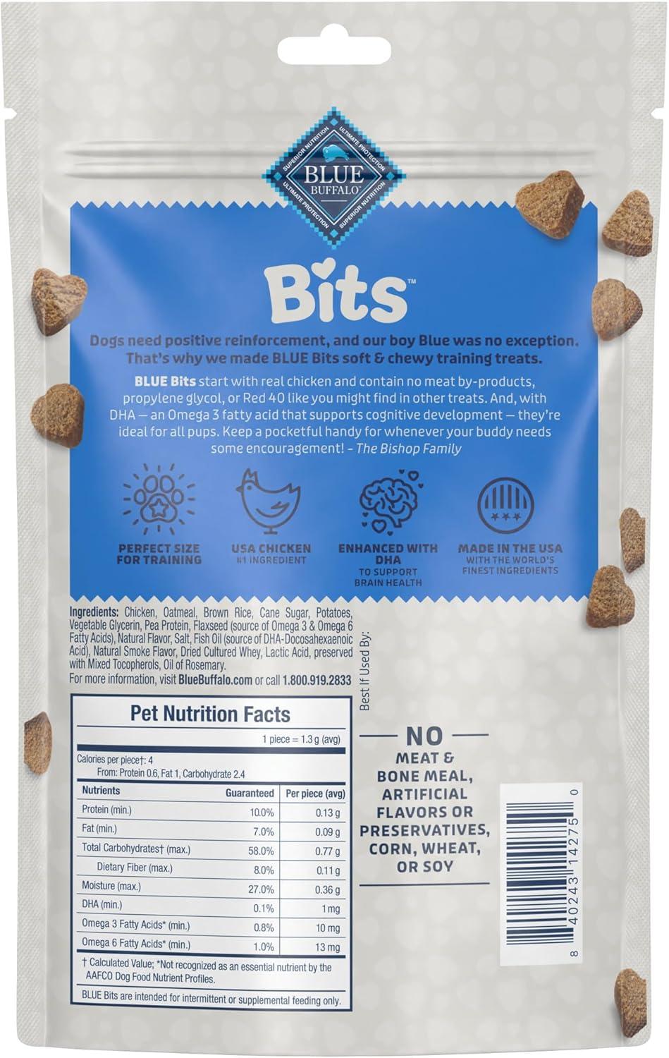 imageBlue Buffalo Bits Soft Dog Treats for Training Made with Natural Ingredients amp Enhanced with DHA Beef Recipe 4oz BagChicken
