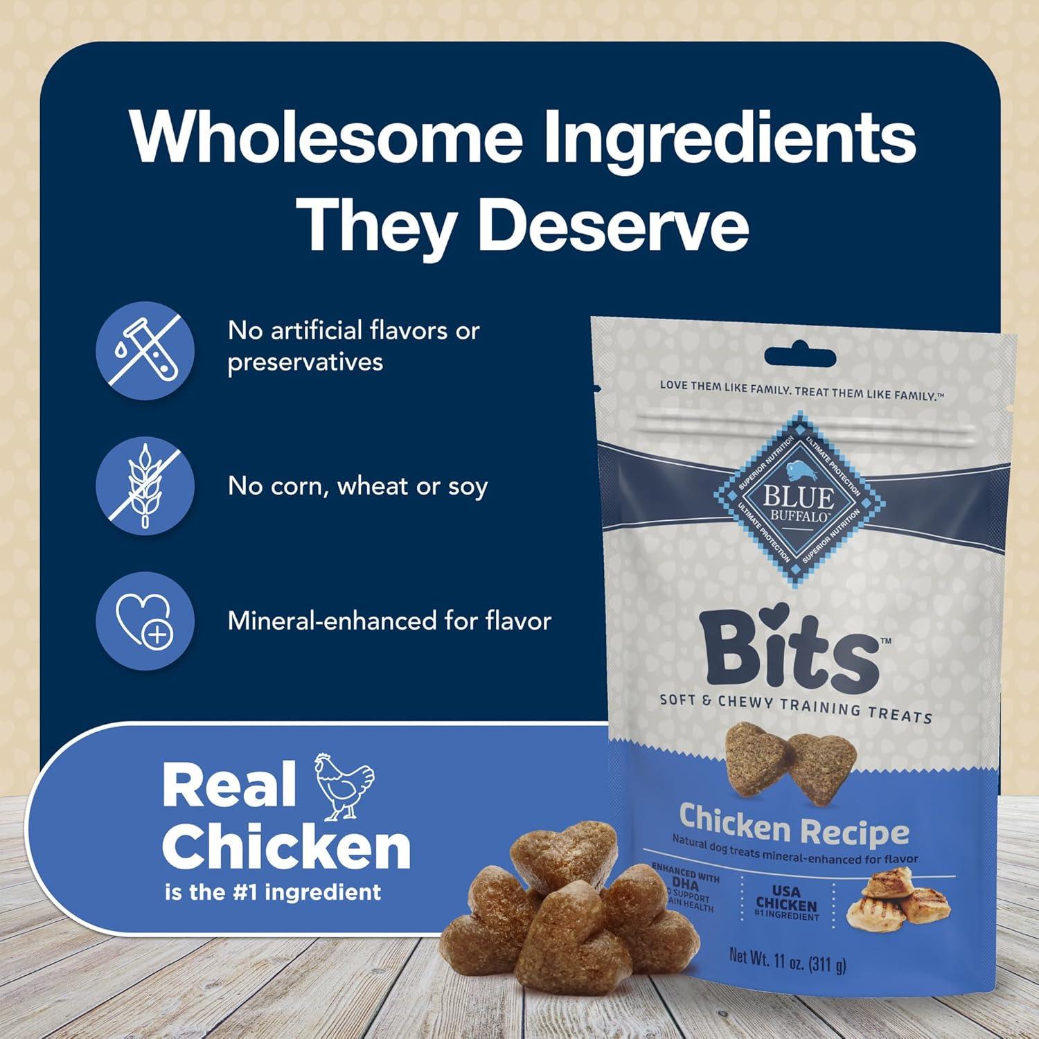 imageBlue Buffalo Bits Soft Dog Treats for Training Made with Natural Ingredients amp Enhanced with DHA Beef Recipe 4oz BagChicken