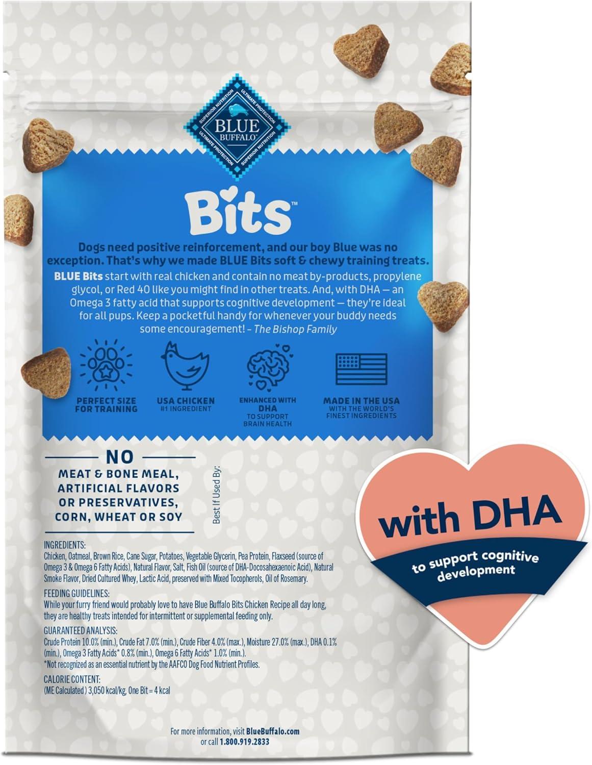 imageBlue Buffalo Bits Soft Dog Treats for Training Made with Natural Ingredients amp Enhanced with DHA Beef Recipe 4oz BagChicken