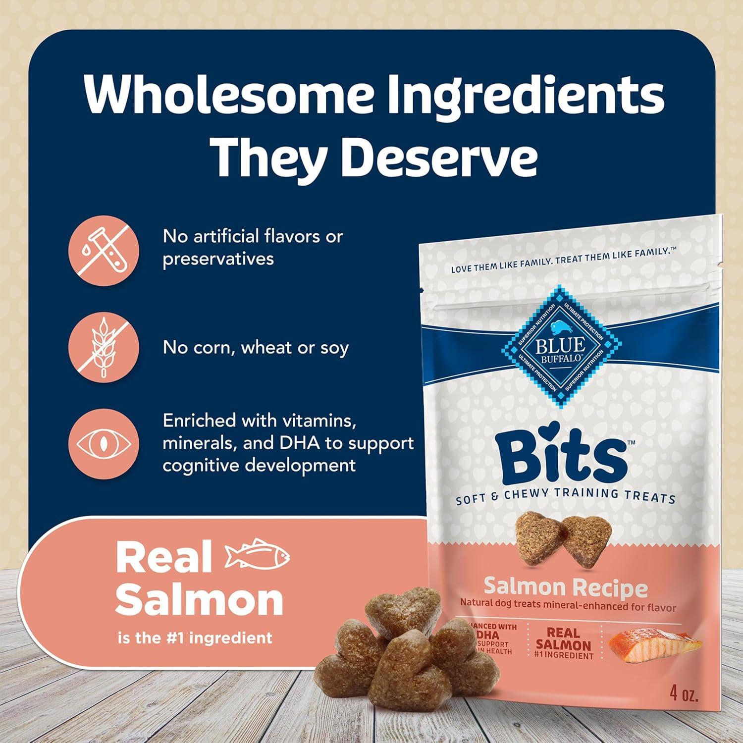 imageBlue Buffalo Bits Soft Dog Treats for Training Made with Natural Ingredients amp Enhanced with DHA Beef Recipe 4oz BagSalmon