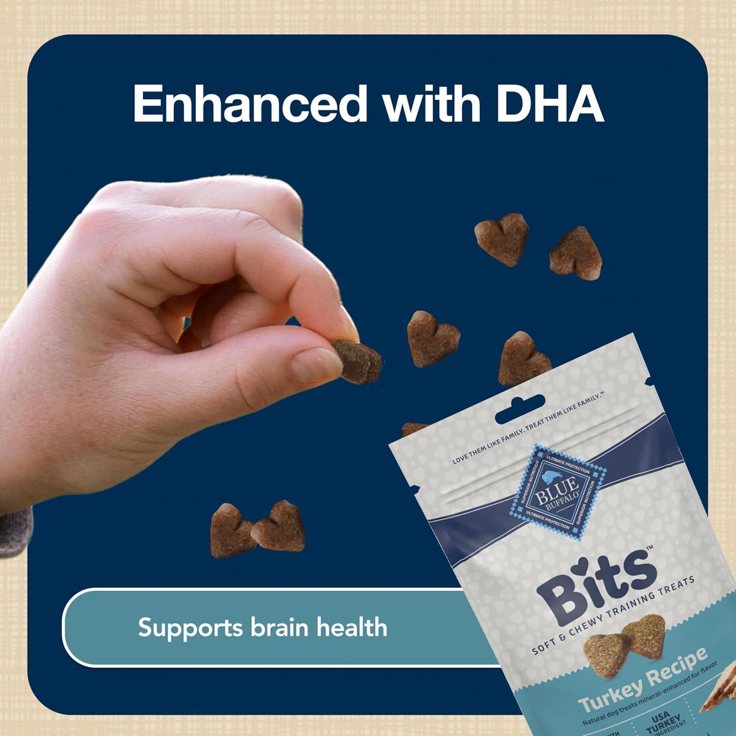 imageBlue Buffalo Bits Soft Dog Treats for Training Made with Natural Ingredients amp Enhanced with DHA Beef Recipe 4oz BagTurkey