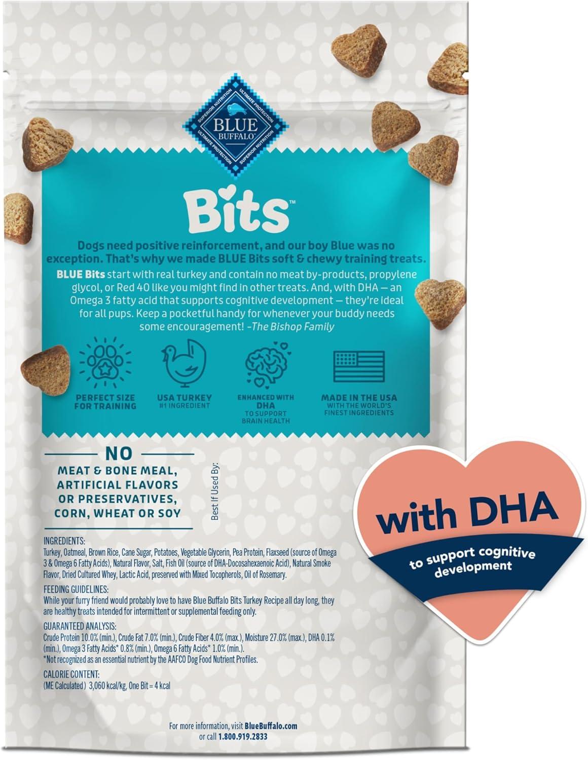 imageBlue Buffalo Bits Soft Dog Treats for Training Made with Natural Ingredients amp Enhanced with DHA Beef Recipe 4oz BagTurkey