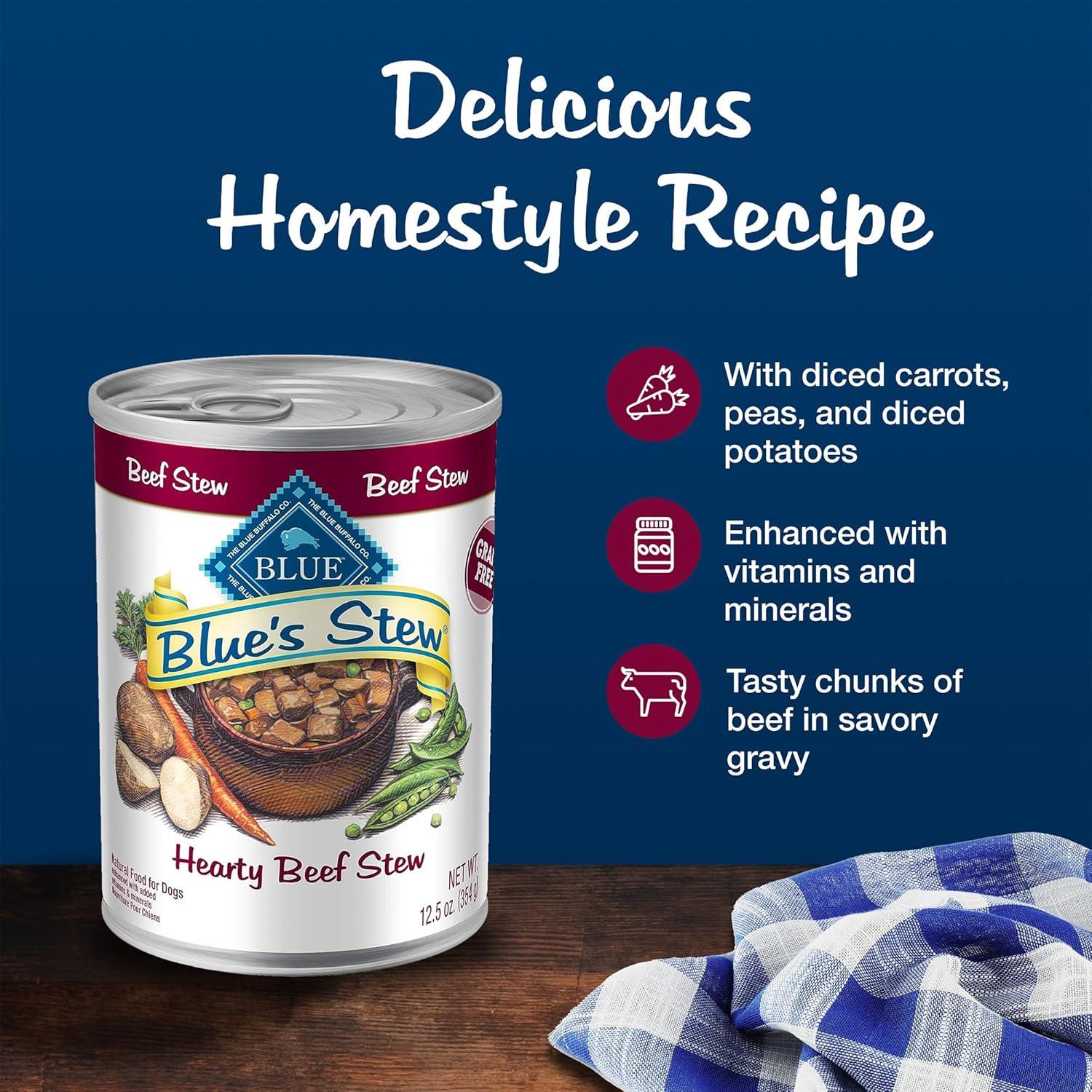 imageBlue Buffalo Blues Stew Natural Wet Dog Food Made with Natural Ingredients Hearty Beef and Country Chicken Variety Pack 125oz Cans 6 CountBeef