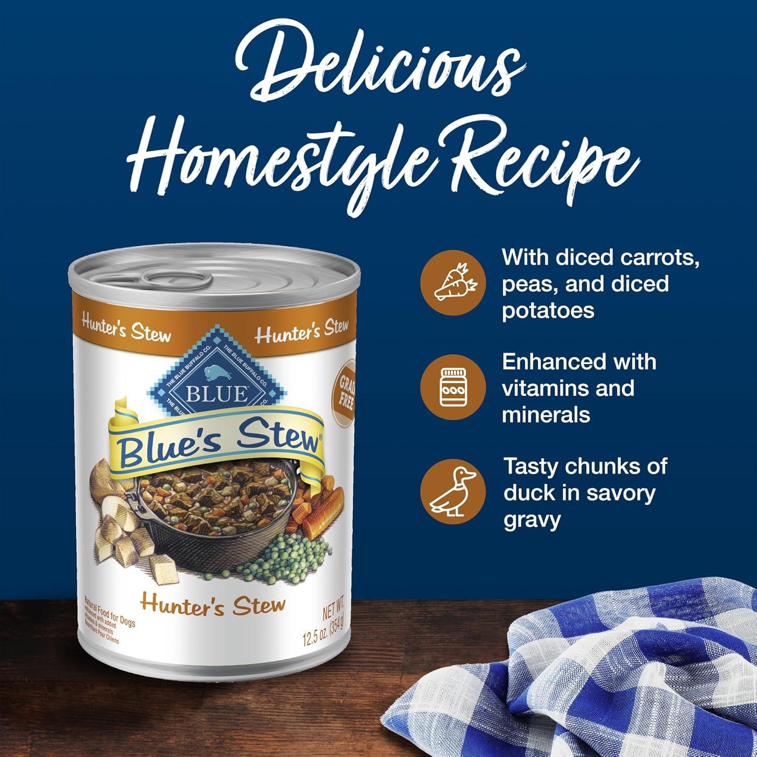 imageBlue Buffalo Blues Stew Natural Wet Dog Food Made with Natural Ingredients Hearty Beef and Country Chicken Variety Pack 125oz Cans 6 CountDuck