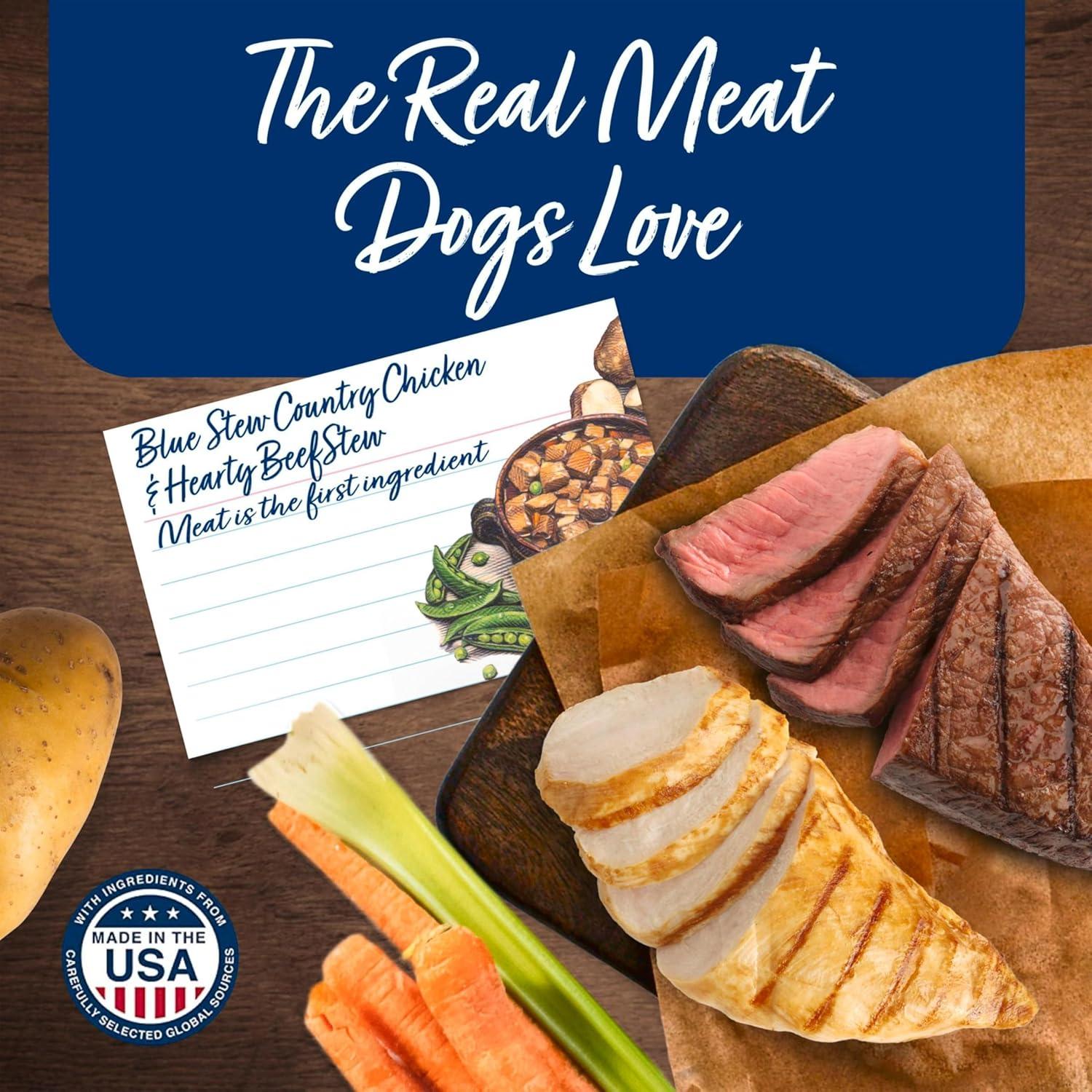 imageBlue Buffalo Blues Stew Natural Wet Dog Food Made with Natural Ingredients Hearty Beef and Country Chicken Variety Pack 125oz Cans 6 CountVariety Pack Chicken Beef