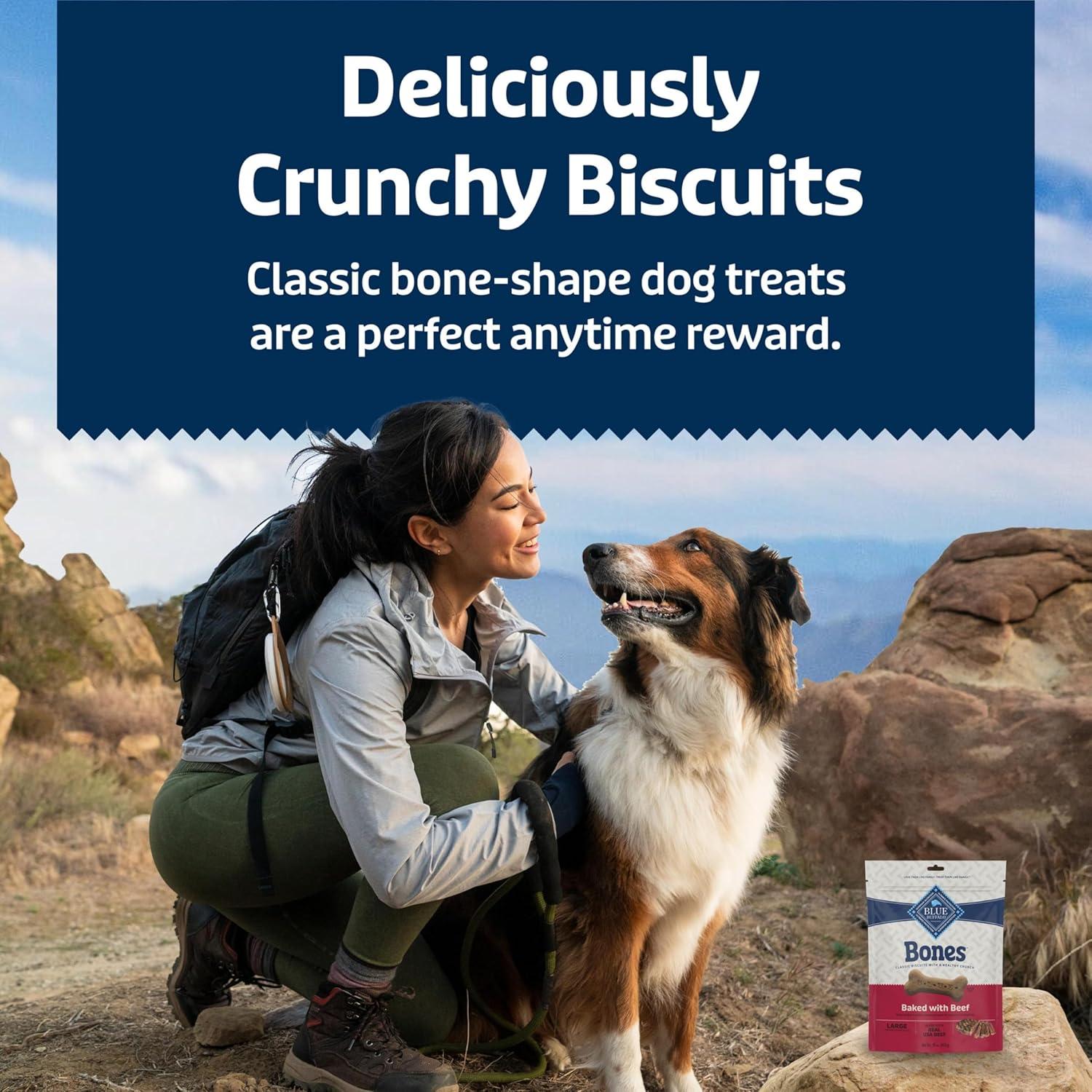 imageBlue Buffalo Bones Natural Crunchy Dog Treats Large Dog Biscuits Beef 16oz Bag 4 CountLarge Biscuits For Dogs 50 lbs Beef