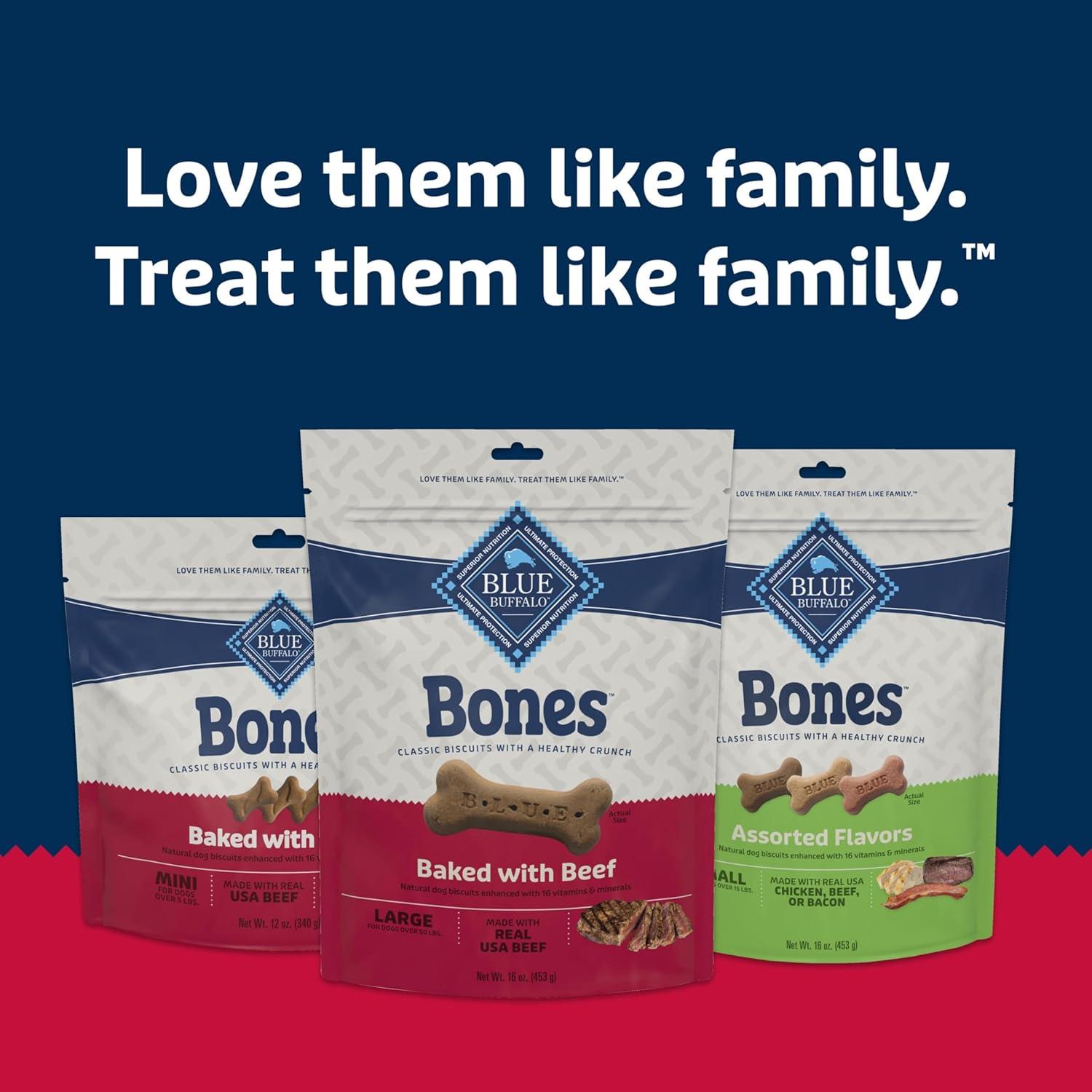 imageBlue Buffalo Bones Natural Crunchy Dog Treats Large Dog Biscuits Beef 16oz Bag 4 CountLarge Biscuits For Dogs 50 lbs Beef