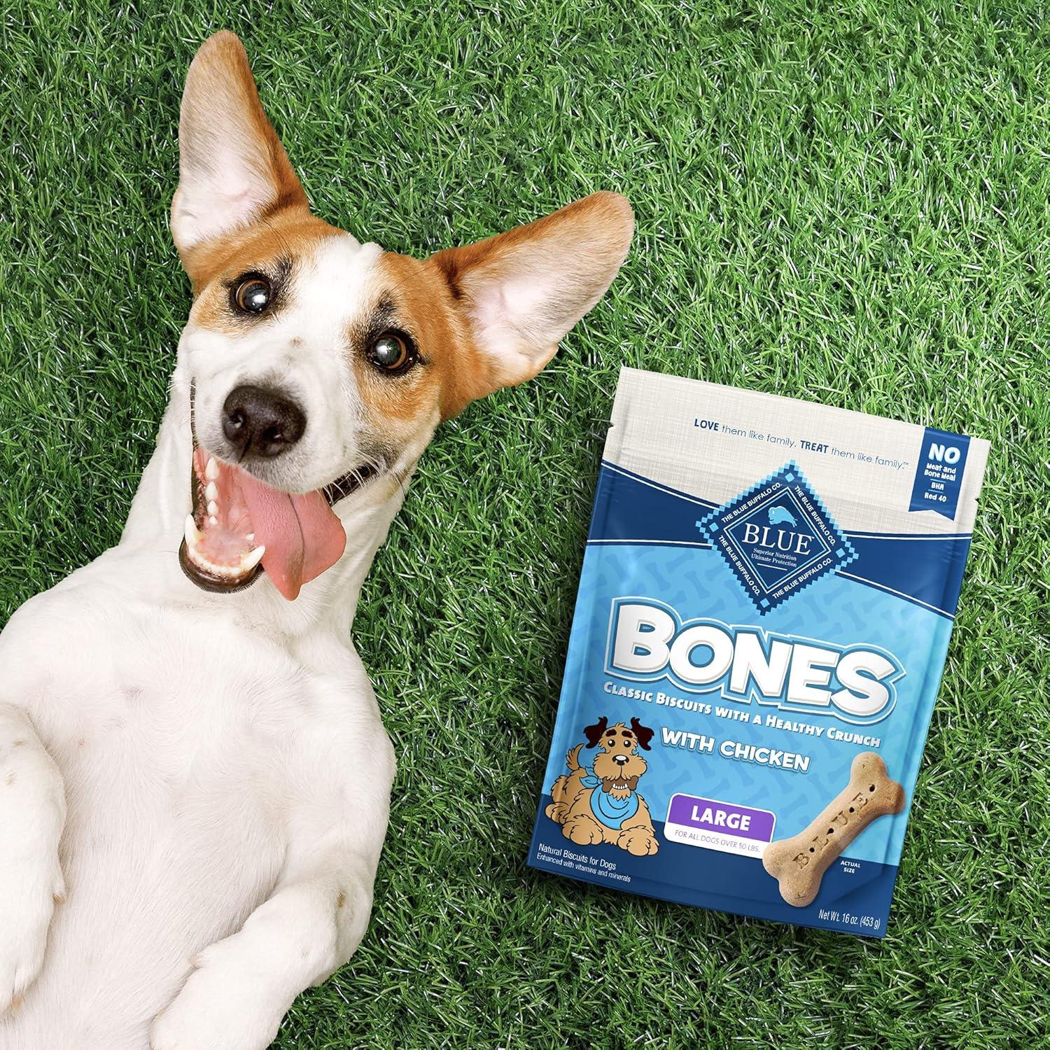 imageBlue Buffalo Bones Natural Crunchy Dog Treats Large Dog Biscuits Beef 16oz Bag 4 CountLarge Biscuits For Dogs 50 lbs Chicken