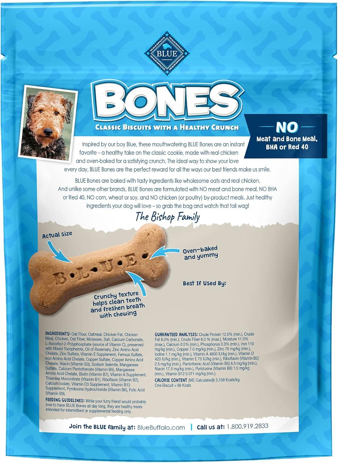 imageBlue Buffalo Bones Natural Crunchy Dog Treats Large Dog Biscuits Beef 16oz Bag 4 CountLarge Biscuits For Dogs 50 lbs Chicken