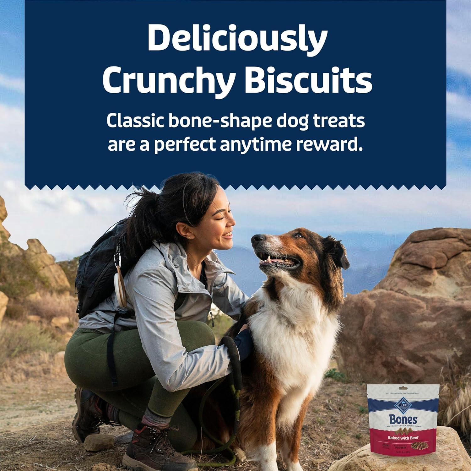 imageBlue Buffalo Bones Natural Crunchy Dog Treats Medium Dog Biscuits Beef 16oz Bag 4 CountMini Biscuits For Dogs 5 lbs Beef