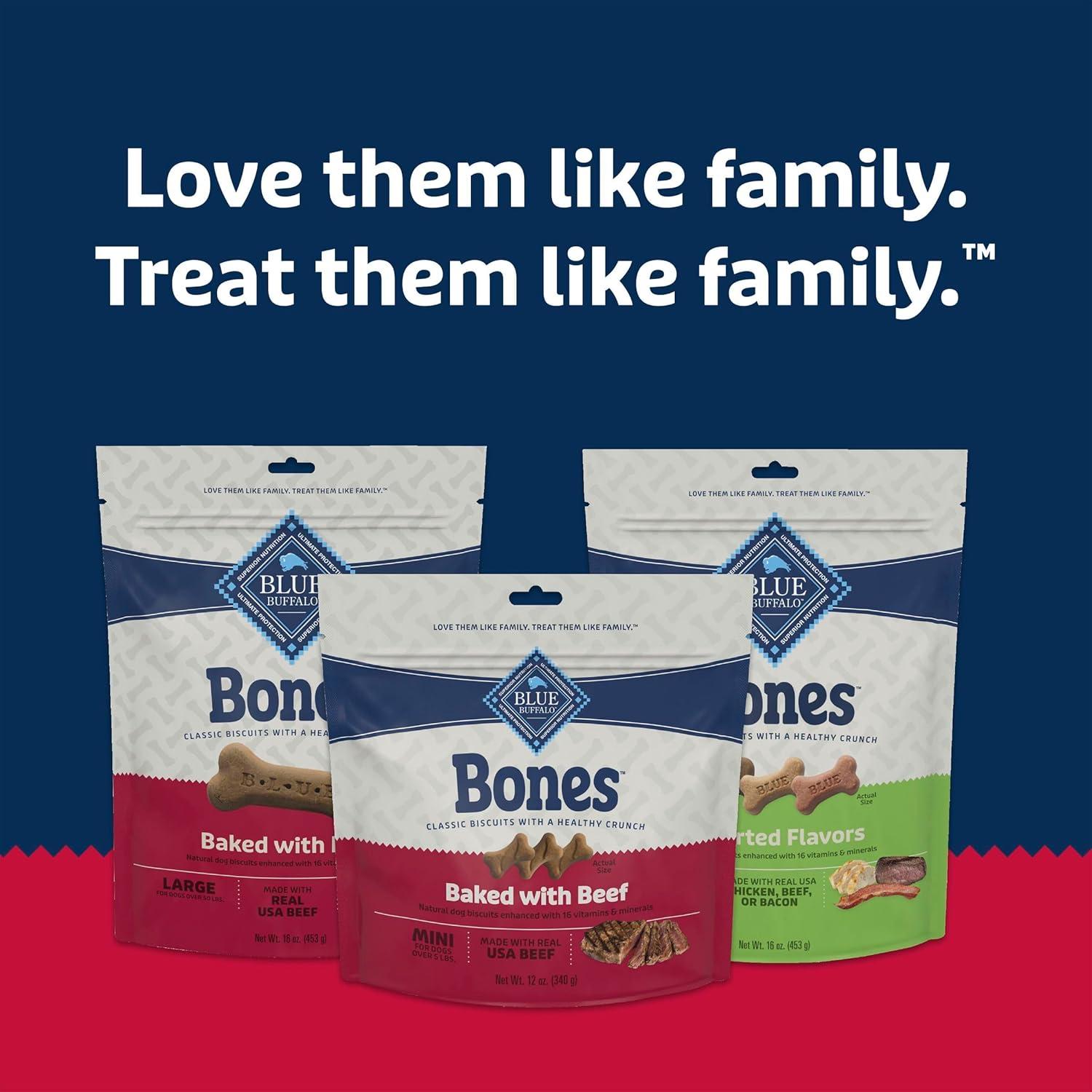imageBlue Buffalo Bones Natural Crunchy Dog Treats Medium Dog Biscuits Beef 16oz Bag 4 CountMini Biscuits For Dogs 5 lbs Beef