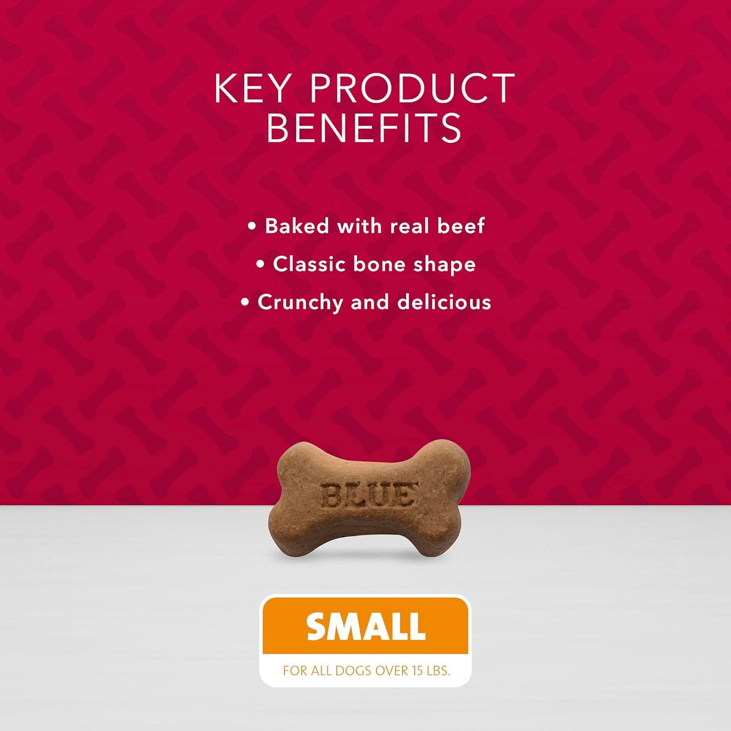 imageBlue Buffalo Bones Small Natural Dog Treats Crunchy Dog Biscuits Assorted Flavors Beef Chicken Bacon Flavors 16oz Bag 4 PackSmall Biscuits For Dogs 15 lbs Beef