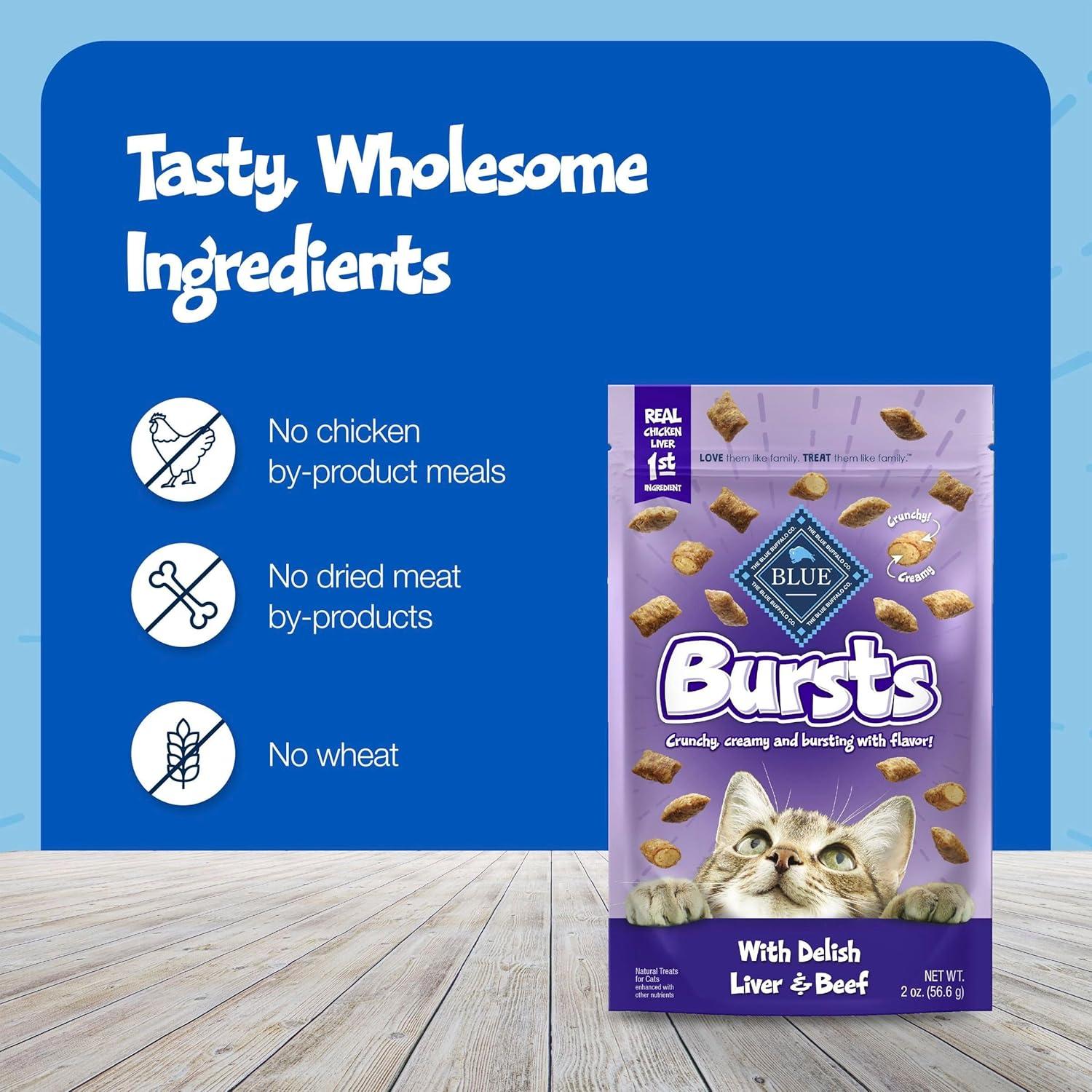 imageBlue Buffalo Bursts Crunchy amp Creamy Cat Treats Great for Training PawLickin Chicken 12oz TubChicken Liver Beef