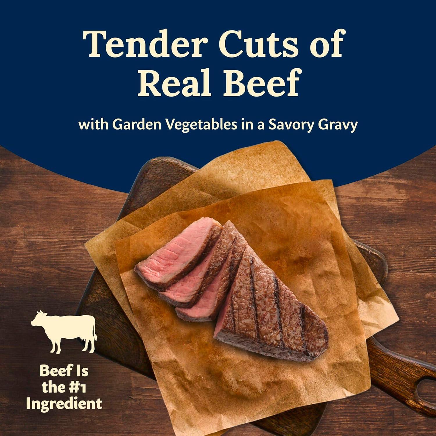 imageBlue Buffalo Delectables Natural Wet Dog Food Toppers Variety Pack Tasty Chicken amp Hearty Beef Cuts in Gravy 3oz 12 Pouches 6 of Each FlavorBeef
