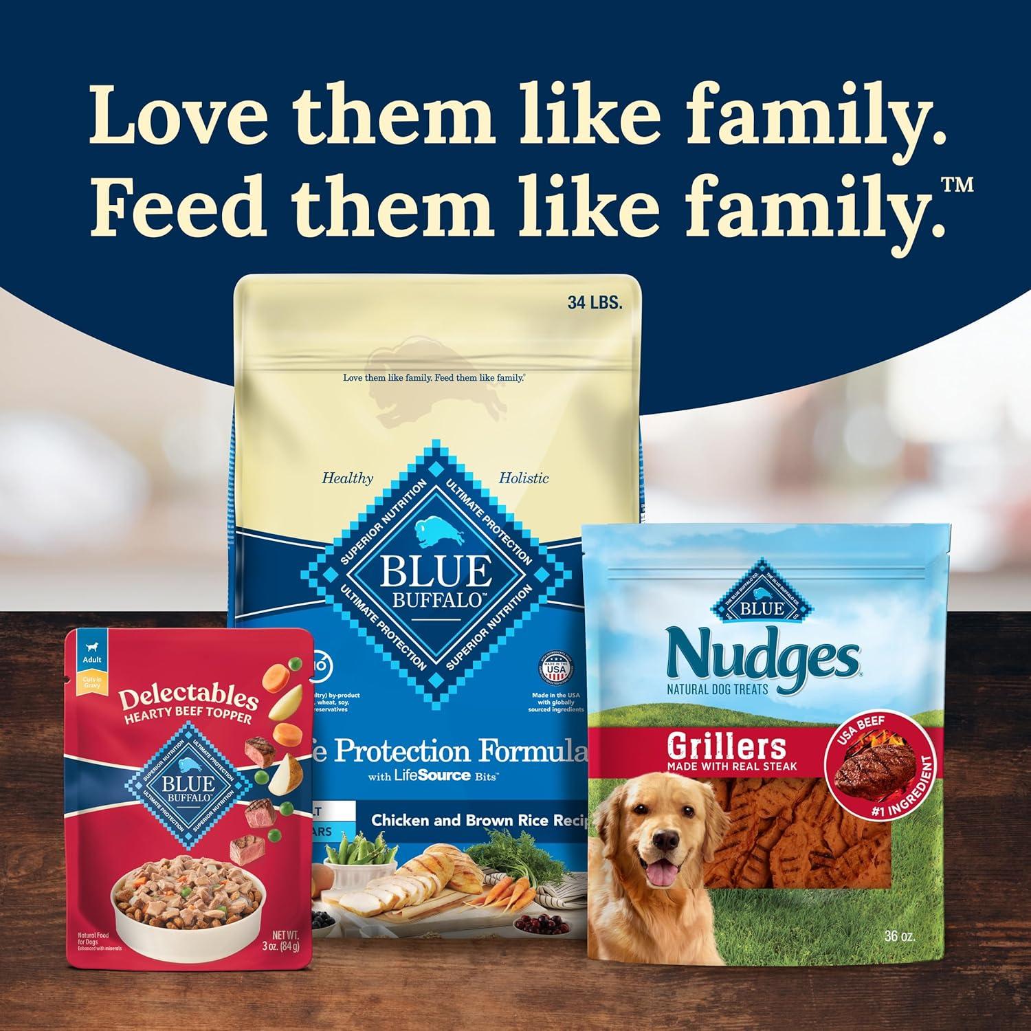 imageBlue Buffalo Delectables Natural Wet Dog Food Toppers Variety Pack Tasty Chicken amp Hearty Beef Cuts in Gravy 3oz 12 Pouches 6 of Each FlavorBeef