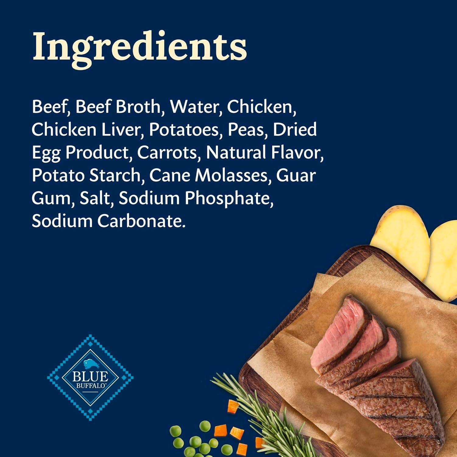 imageBlue Buffalo Delectables Natural Wet Dog Food Toppers Variety Pack Tasty Chicken amp Hearty Beef Cuts in Gravy 3oz 12 Pouches 6 of Each FlavorBeef