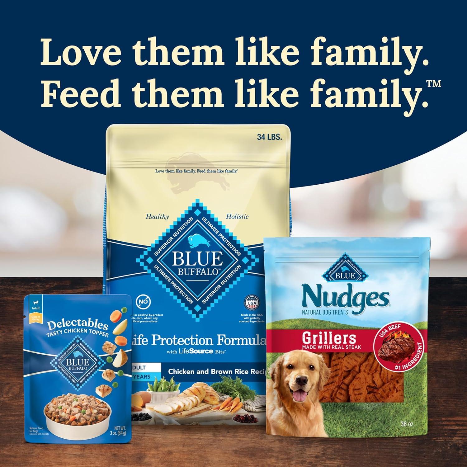 imageBlue Buffalo Delectables Natural Wet Dog Food Toppers Variety Pack Tasty Chicken amp Hearty Beef Cuts in Gravy 3oz 12 Pouches 6 of Each FlavorChicken Beef