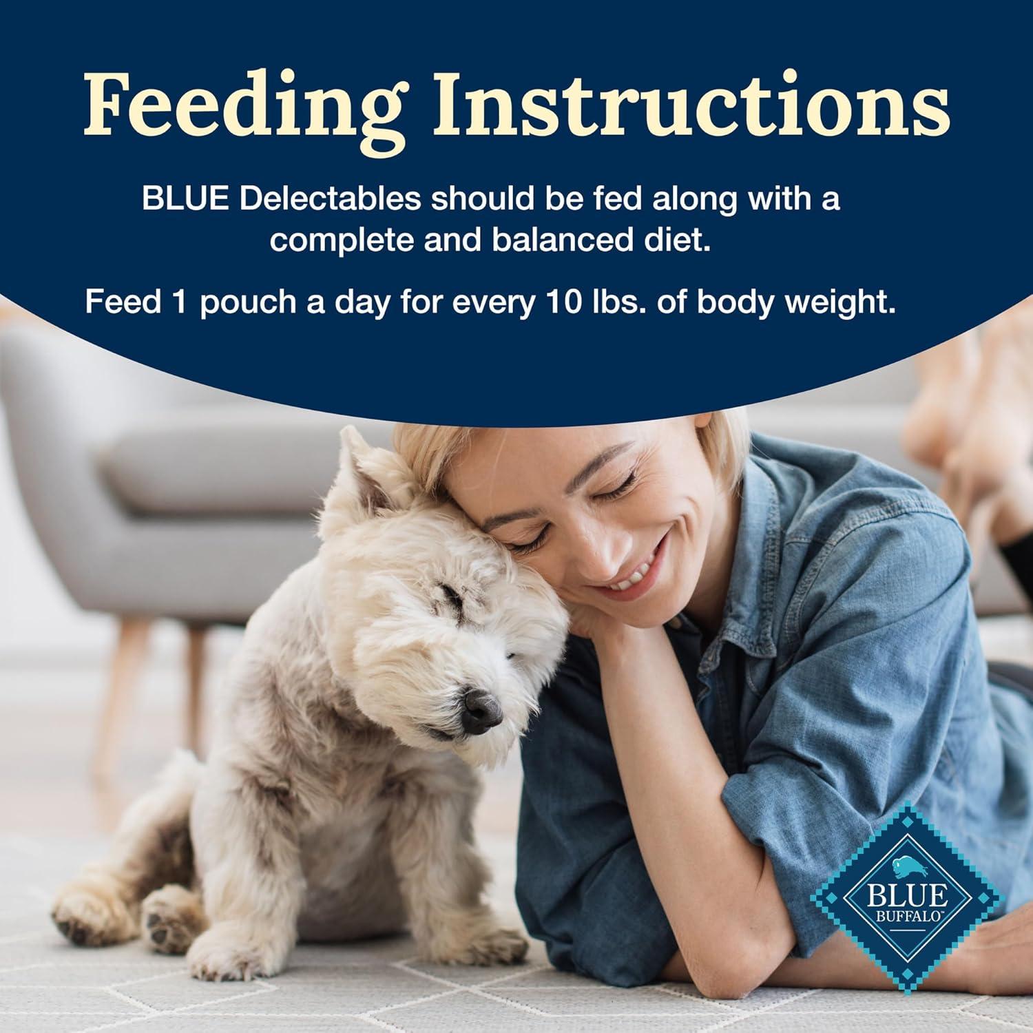imageBlue Buffalo Delectables Natural Wet Dog Food Toppers Variety Pack Tasty Chicken amp Hearty Beef Cuts in Gravy 3oz 12 Pouches 6 of Each FlavorChicken Beef