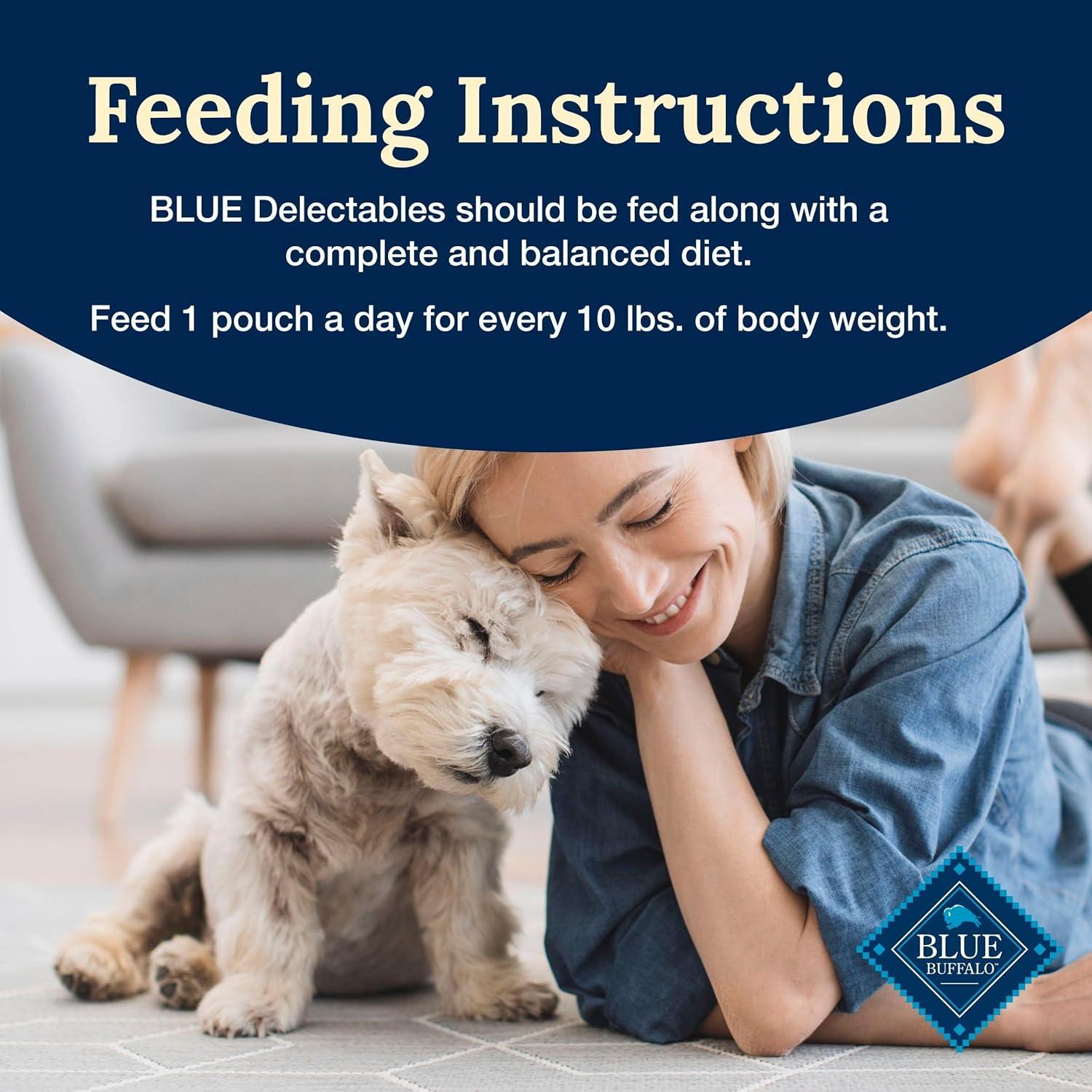 imageBlue Buffalo Delectables Natural Wet Dog Food Toppers Variety Pack Tasty Chicken amp Hearty Beef Cuts in Gravy 3oz 12 Pouches 6 of Each FlavorChicken