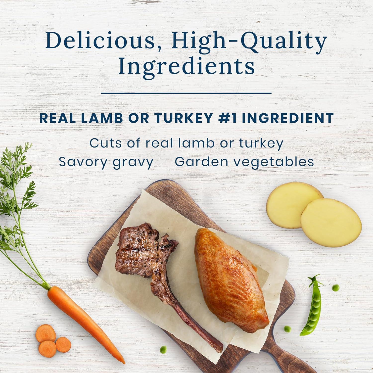 imageBlue Buffalo Delectables Natural Wet Dog Food Toppers Variety Pack Tasty Chicken amp Hearty Beef Cuts in Gravy 3oz 12 Pouches 6 of Each FlavorLamb Turkey