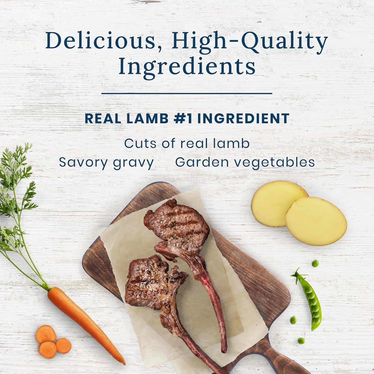 imageBlue Buffalo Delectables Natural Wet Dog Food Toppers Variety Pack Tasty Chicken amp Hearty Beef Cuts in Gravy 3oz 12 Pouches 6 of Each FlavorLamb