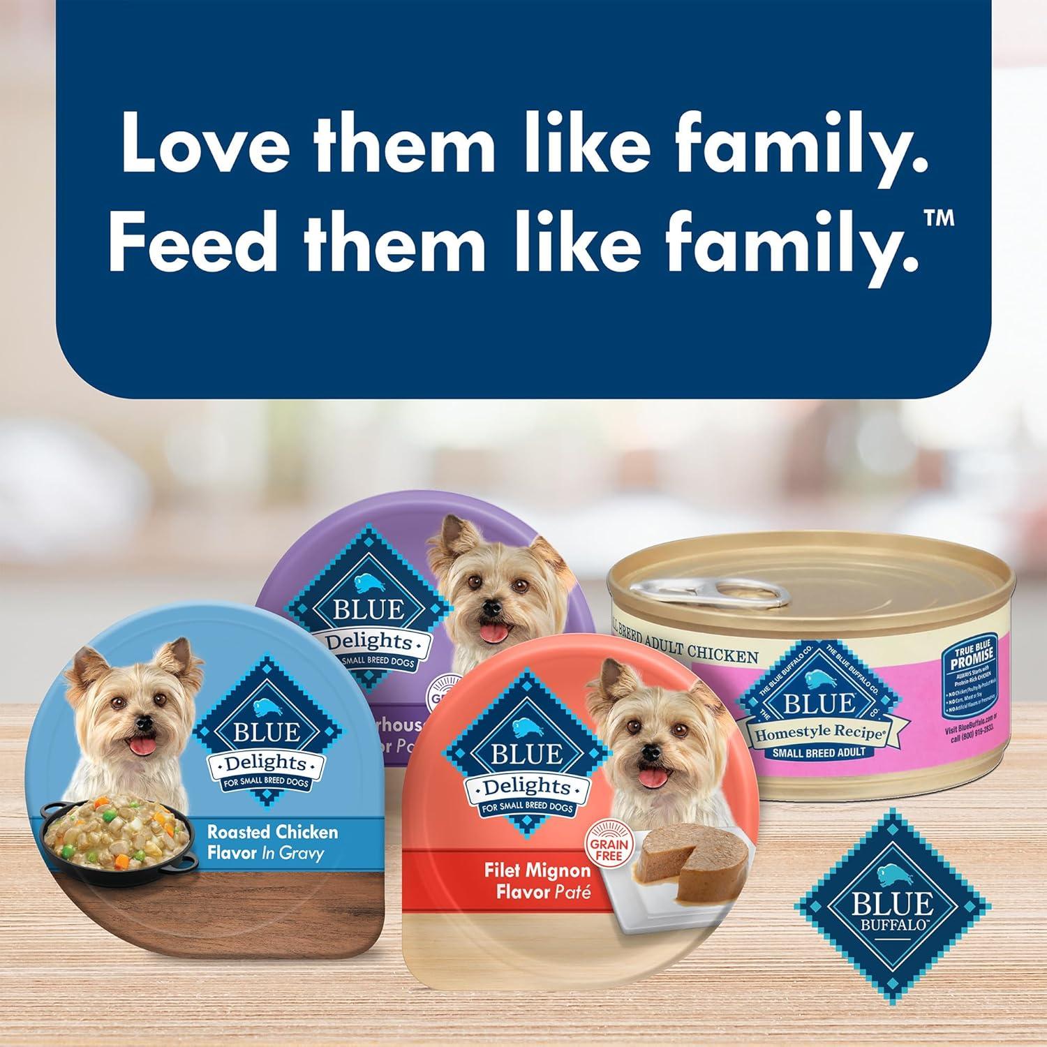 imageBlue Buffalo Delights Natural Adult Small Breed Wet Dog Food Cups Pate Style Grilled Chicken Flavor in Savory Juice 35oz Pack of 12Filet Mignon Porterhouse