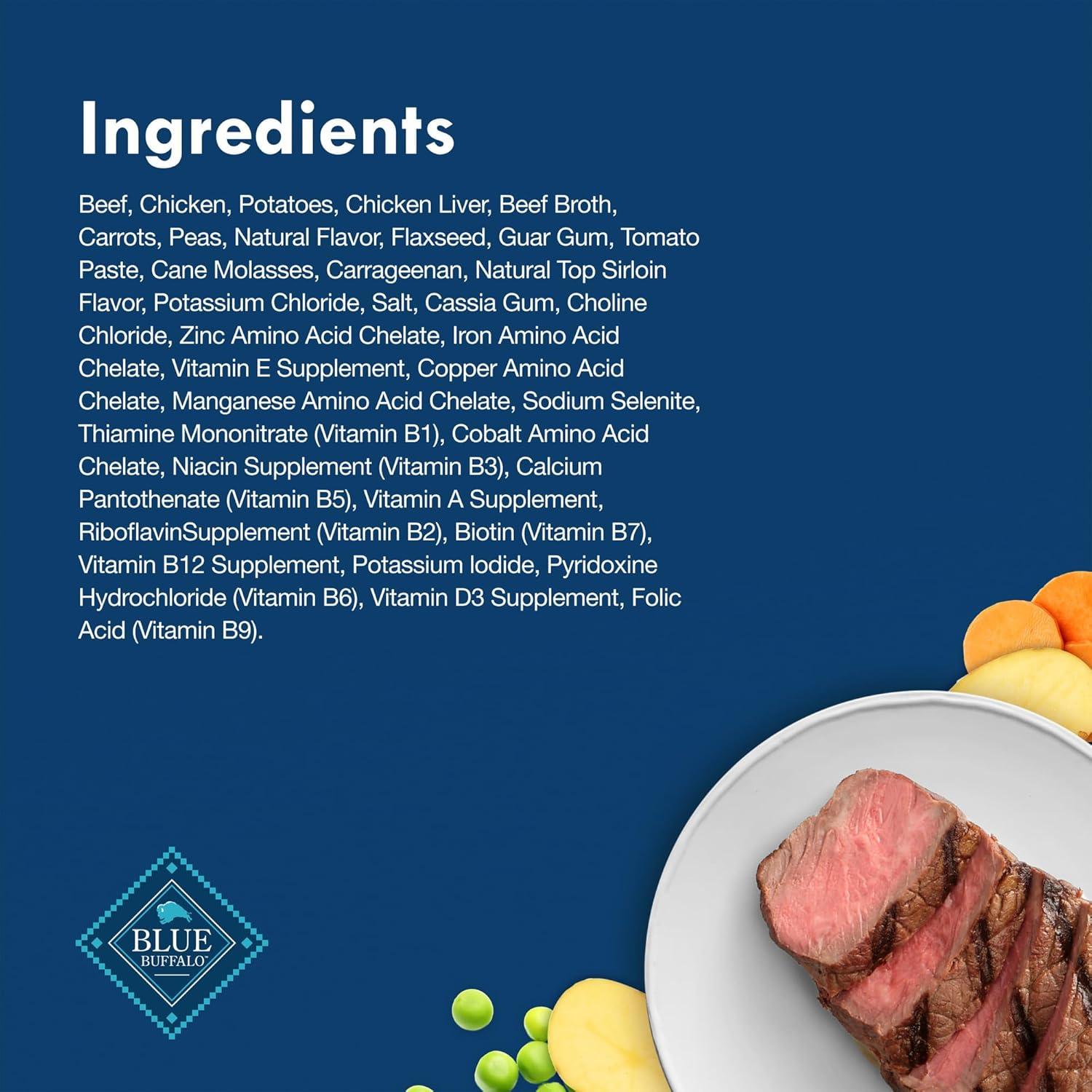 imageBlue Buffalo Delights Natural Adult Small Breed Wet Dog Food Variety Pack Made with Natural Ingredients Filet Mignon Flavor Pat amp Porterhouse Flavor Pat 35oz Cups 12 Count 6 of EachTop Sirloin