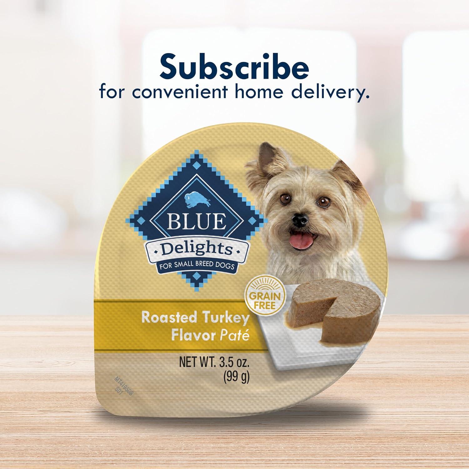 imageBlue Buffalo Delights Natural Adult Small Breed Wet Dog Food Variety Pack Made with Natural Ingredients Filet Mignon Flavor Pat amp Porterhouse Flavor Pat 35oz Cups 12 Count 6 of EachTurkey