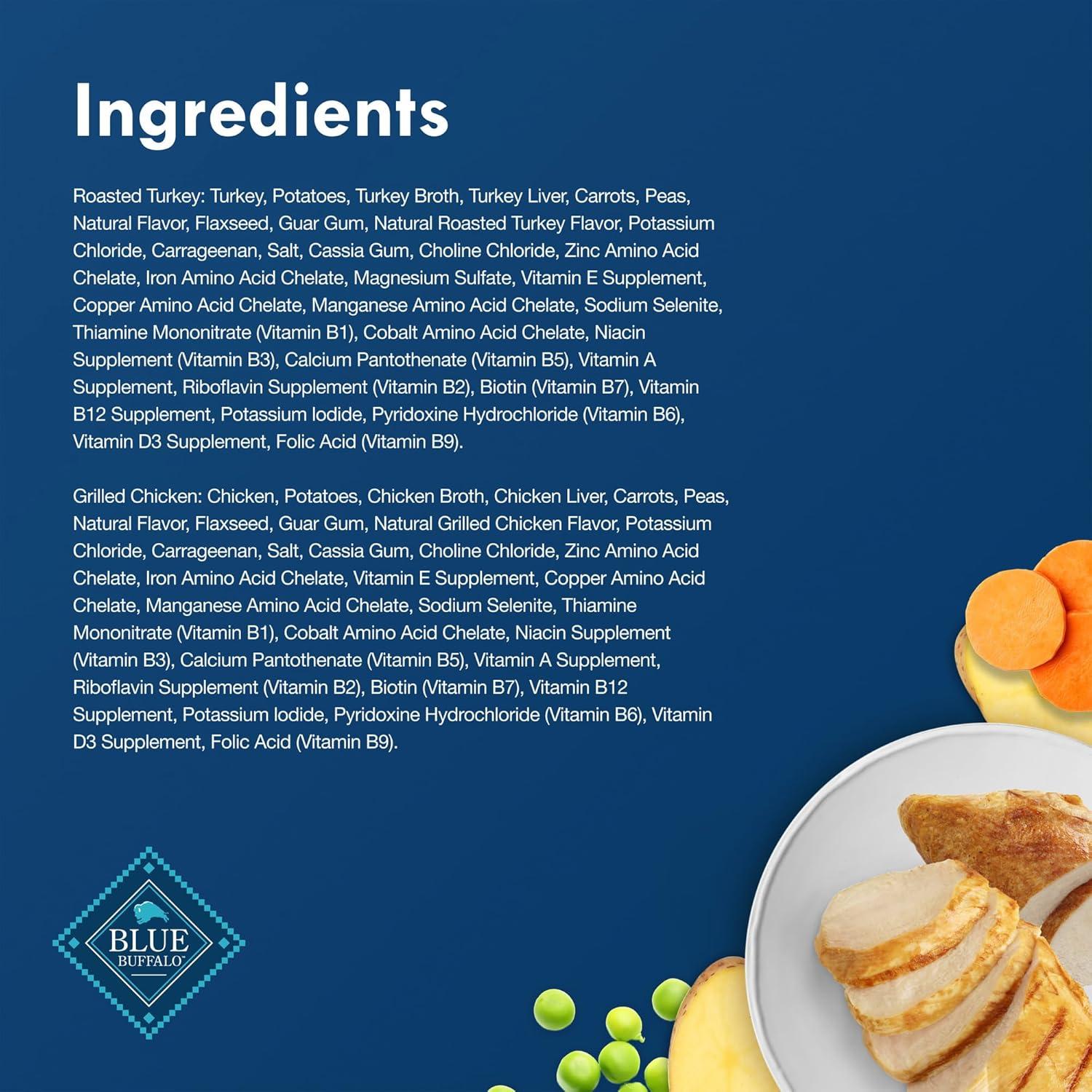 imageBlue Buffalo Delights Natural Adult Small Breed Wet Dog Food Variety Pack Made with Natural Ingredients Filet Mignon Flavor Pat amp Porterhouse Flavor Pat 35oz Cups 12 Count 6 of EachRoasted Turkey Grilled Chicken