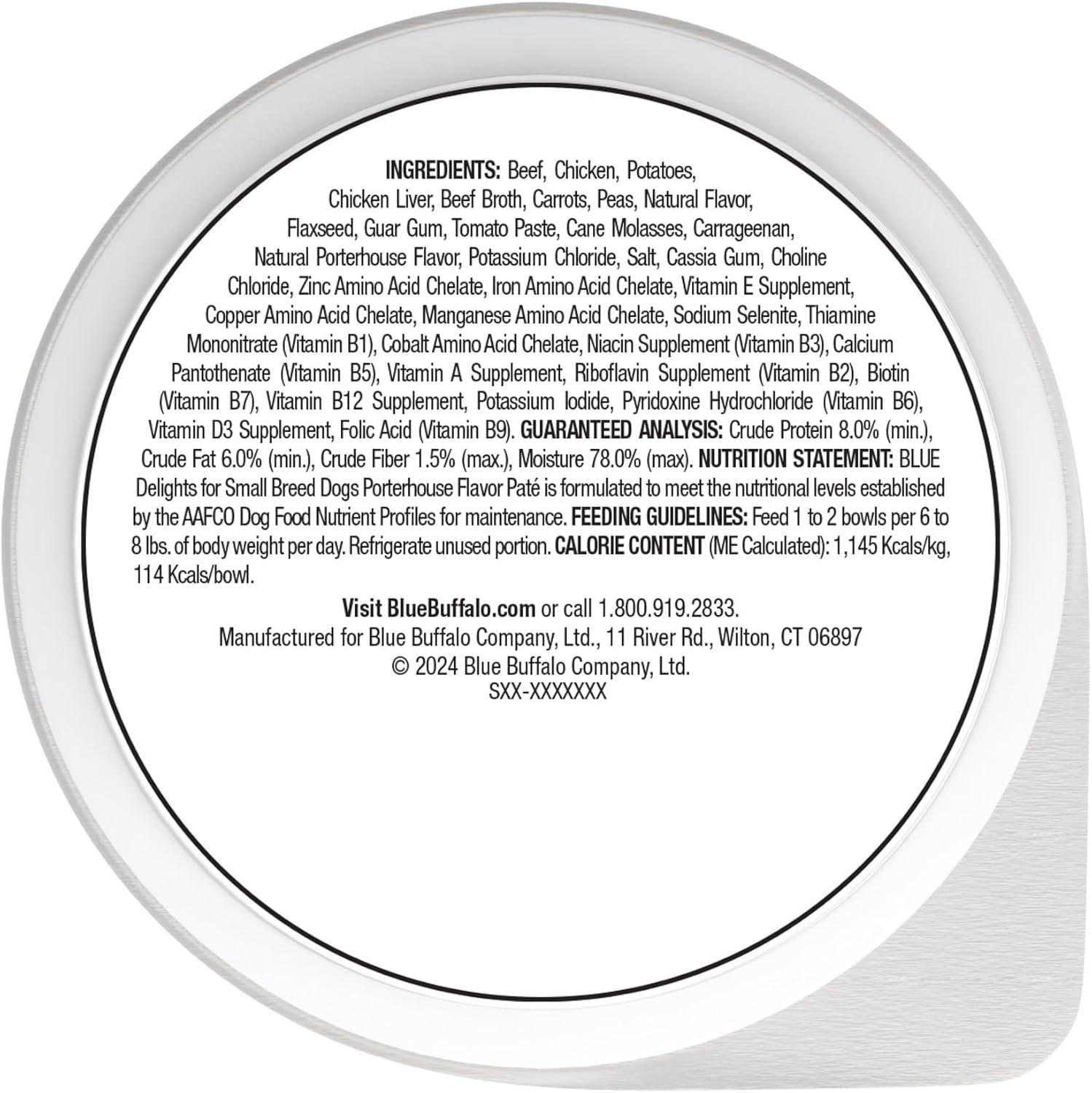 imageBlue Buffalo Delights Natural Adult Small Breed Wet Dog Food Variety Pack Made with Natural Ingredients Filet Mignon Flavor Pat amp Porterhouse Flavor Pat 35oz Cups 12 Count 6 of EachPorterhouse