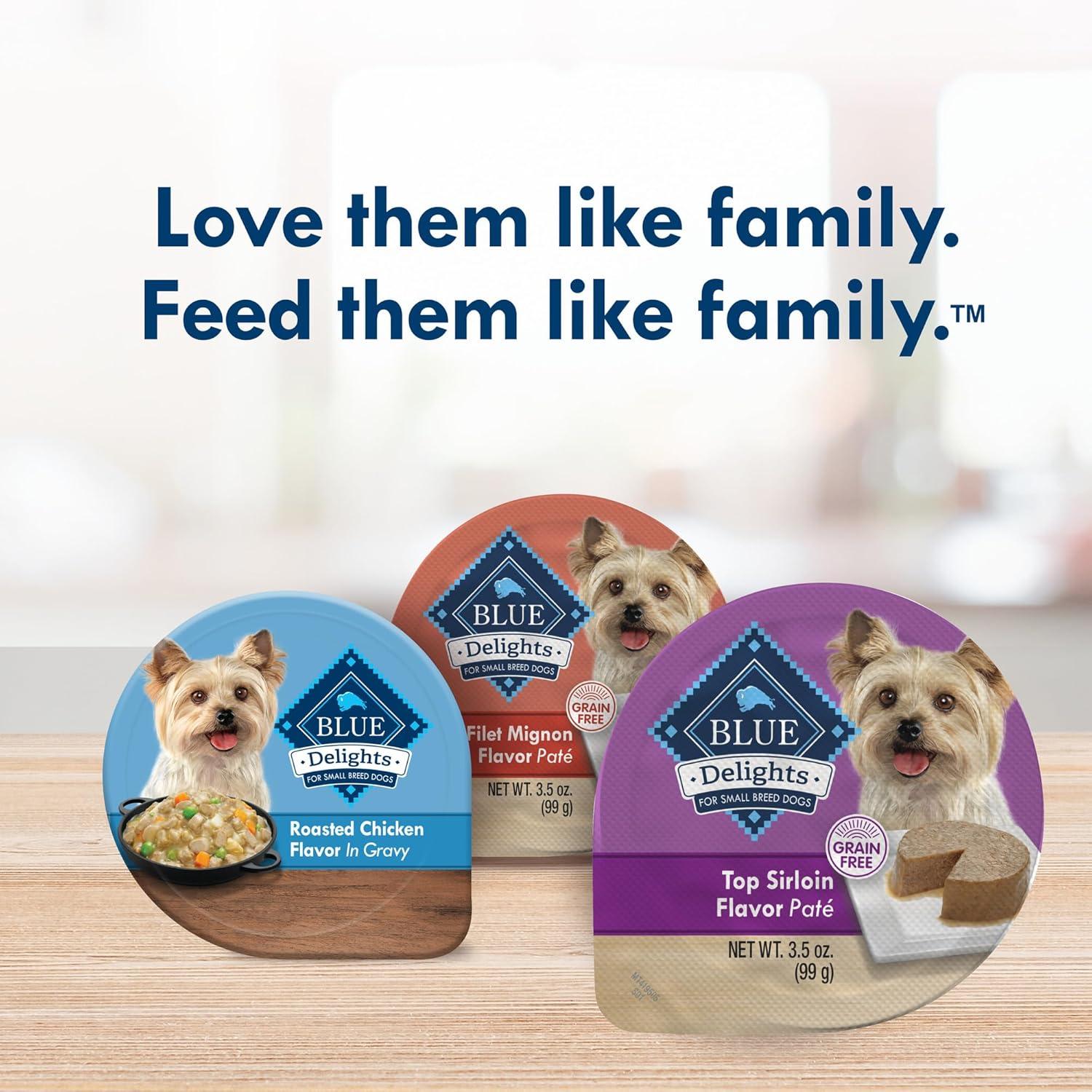 imageBlue Buffalo Delights Natural Adult Small Breed Wet Dog Food Variety Pack Made with Natural Ingredients Filet Mignon Flavor Pat amp Porterhouse Flavor Pat 35oz Cups 12 Count 6 of EachTop Sirloin