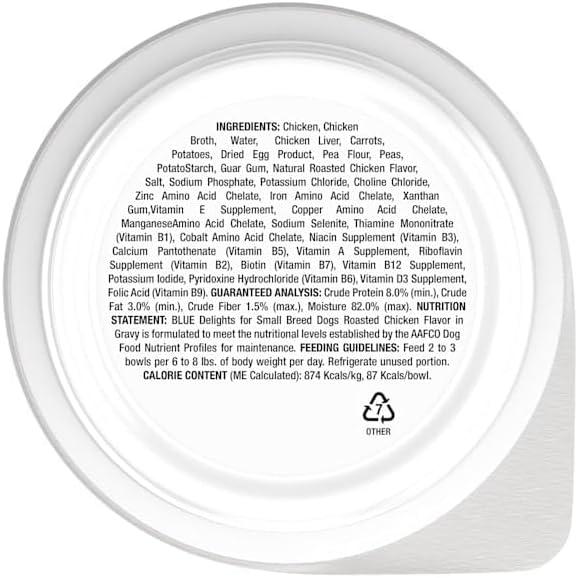 imageBlue Buffalo Delights Small Breed Natural Wet Dog Food Filet Mignon Flavor in Gravy 35oz Cups 12 CountChicken