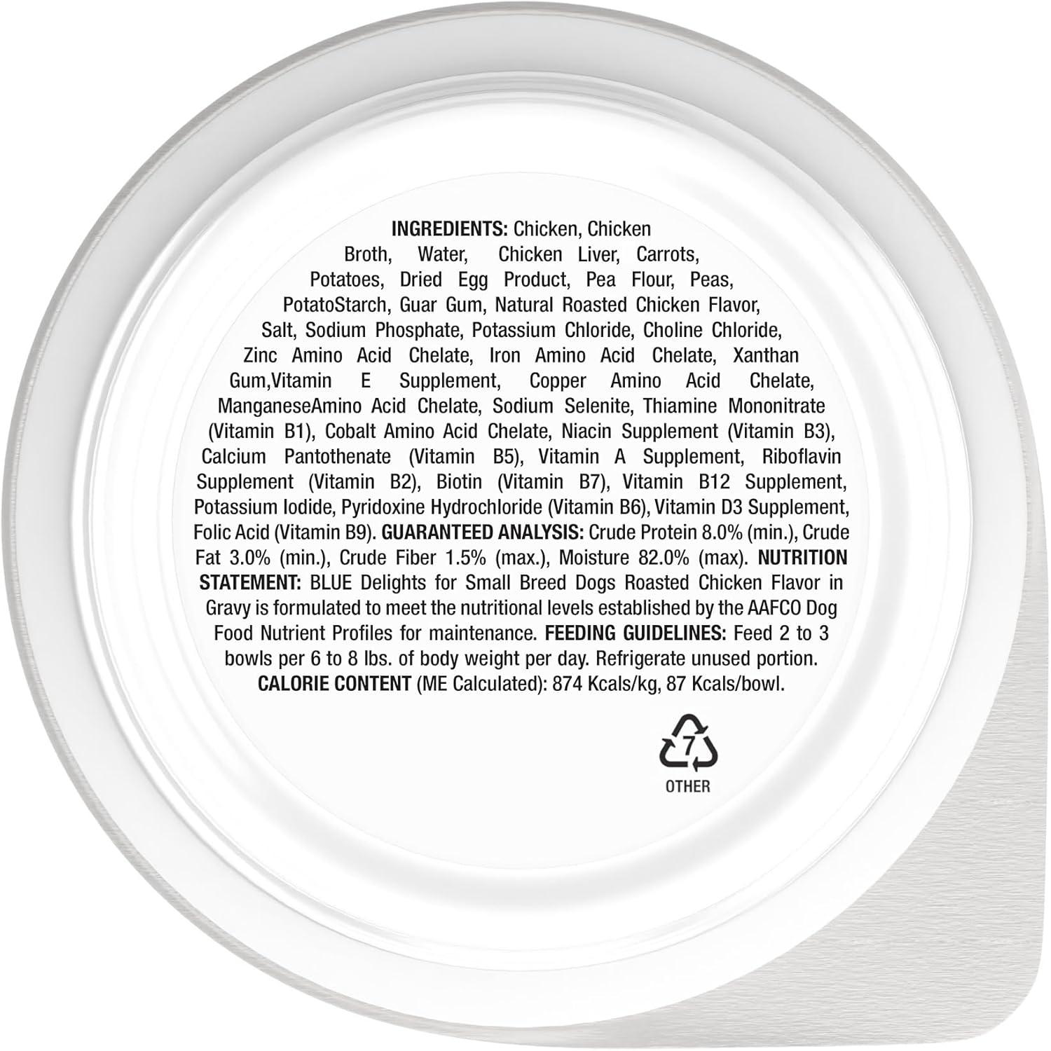 imageBlue Buffalo Delights Small Breed Natural Wet Dog Food Filet Mignon Flavor in Gravy 35oz Cups 12 CountChicken
